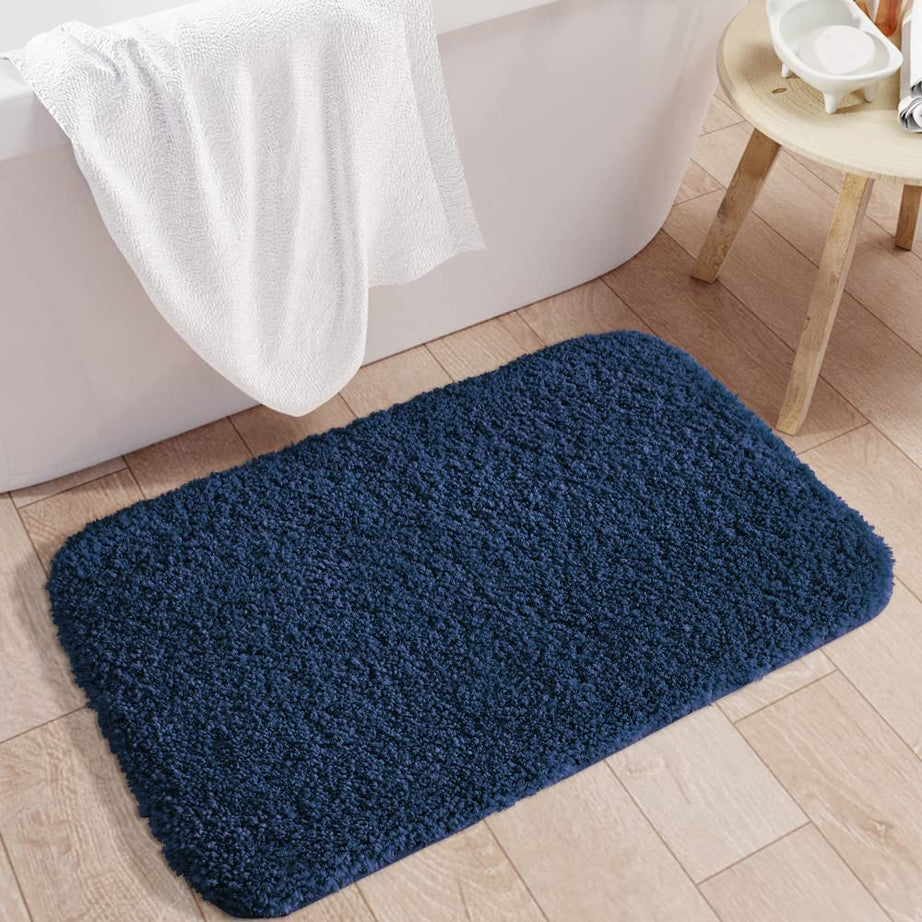 pravyta Microfiber Door Mat for Home Entrance Bathroom Door Mats Office Rich Looks Anti Slip Floor Carpet & Rugs Long Door Mat Water Absorbant/Soaking Washable Doormat (40x 60 cm) (Navy Blue)