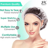 AM Safe X Shower Cap (Pack of 100) Free Size | Reusable Shower Caps for Men & Women | Hair Bath Caps for Hotel and Spa | Hair Salon | Home Use |Portable Travel