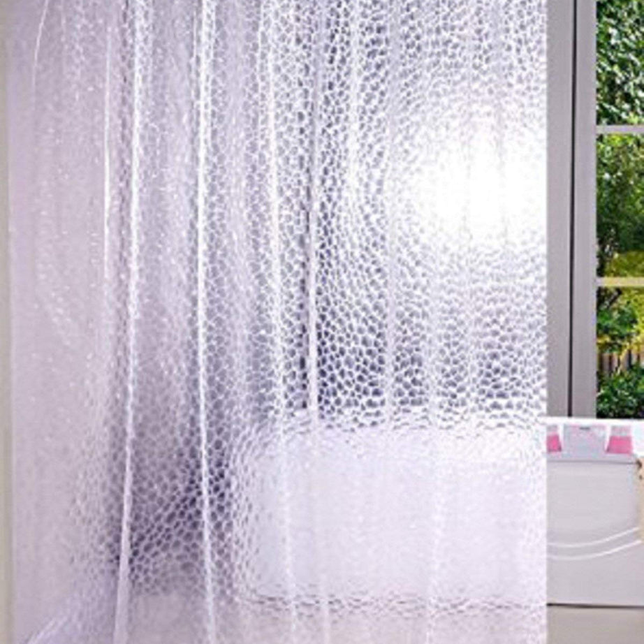 Kuber Industries PVC Coin Design Shower Curtain-Transparent, 135x240 cm, 2 Pieces (CTKTC014636)