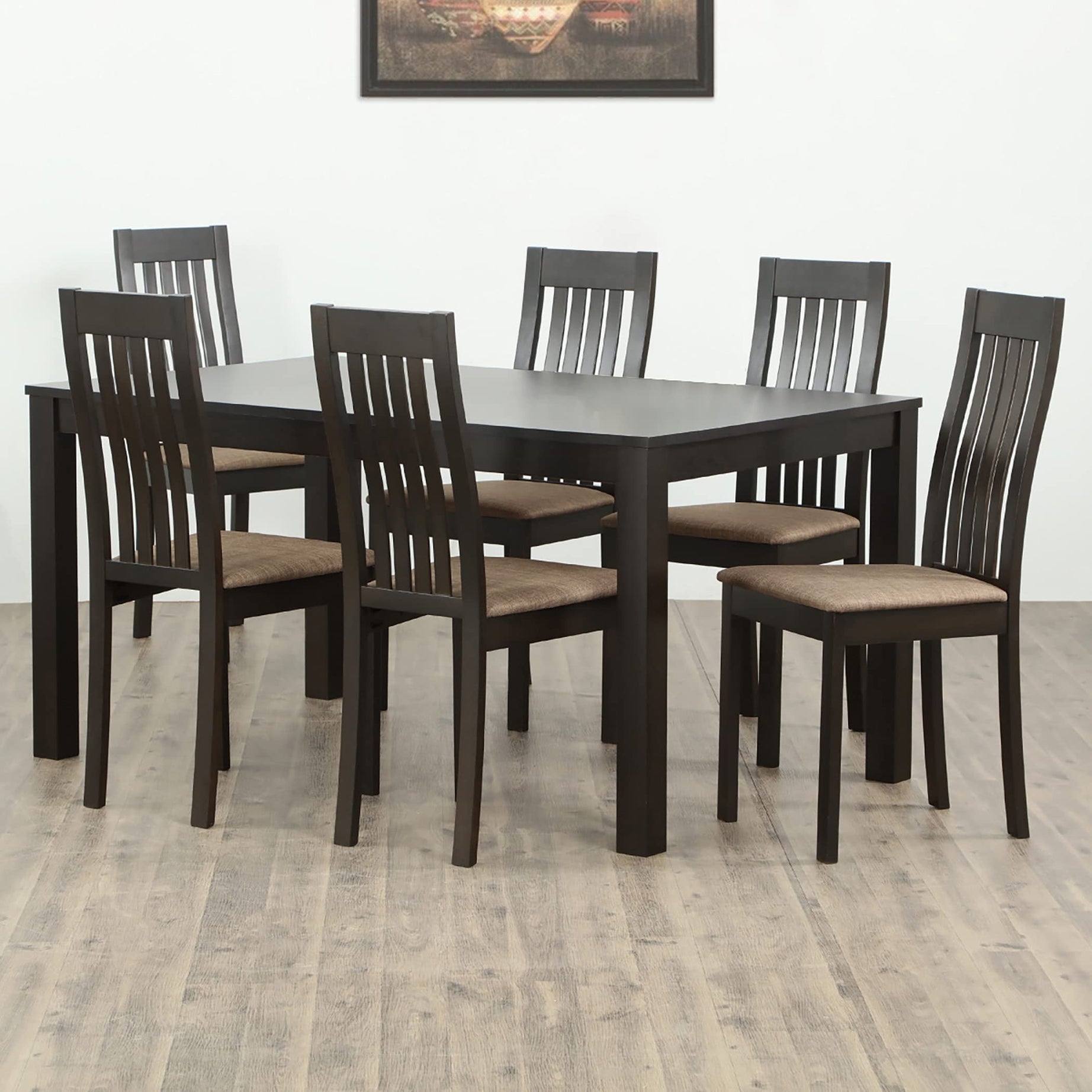 Home Centre Diana Solid 6-Seater Dining Table with 6 Chairs (Brown)