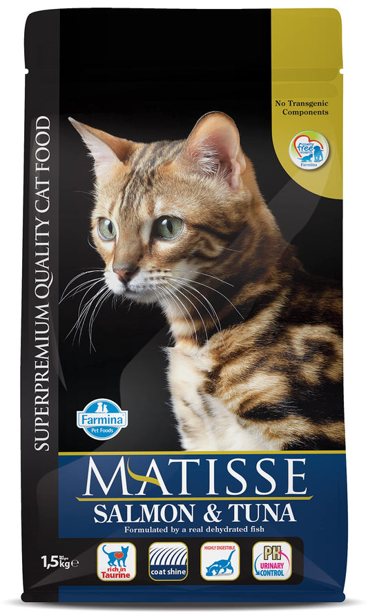 FARMINA PET FOODS Matisse Dry Cat Food, Adult, 1.5-kg, Salmon and Tuna (Pack of 1)