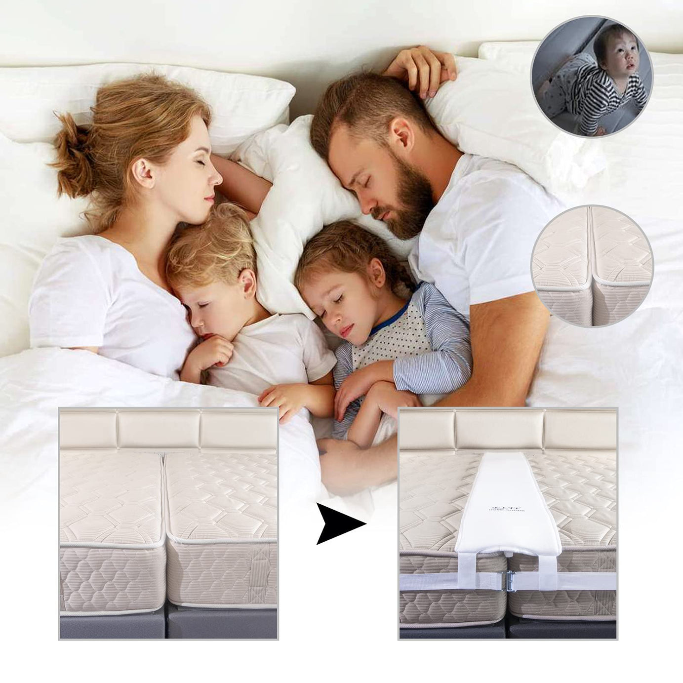 Bed Bridge Connector - Twin to King Converter Kit, 25D Memory Foam Bed Gap Filler, Adjustable Mattress Connector for Bed with Extra Wide Design, Great for Guest and Family Room, Non-Slip Design