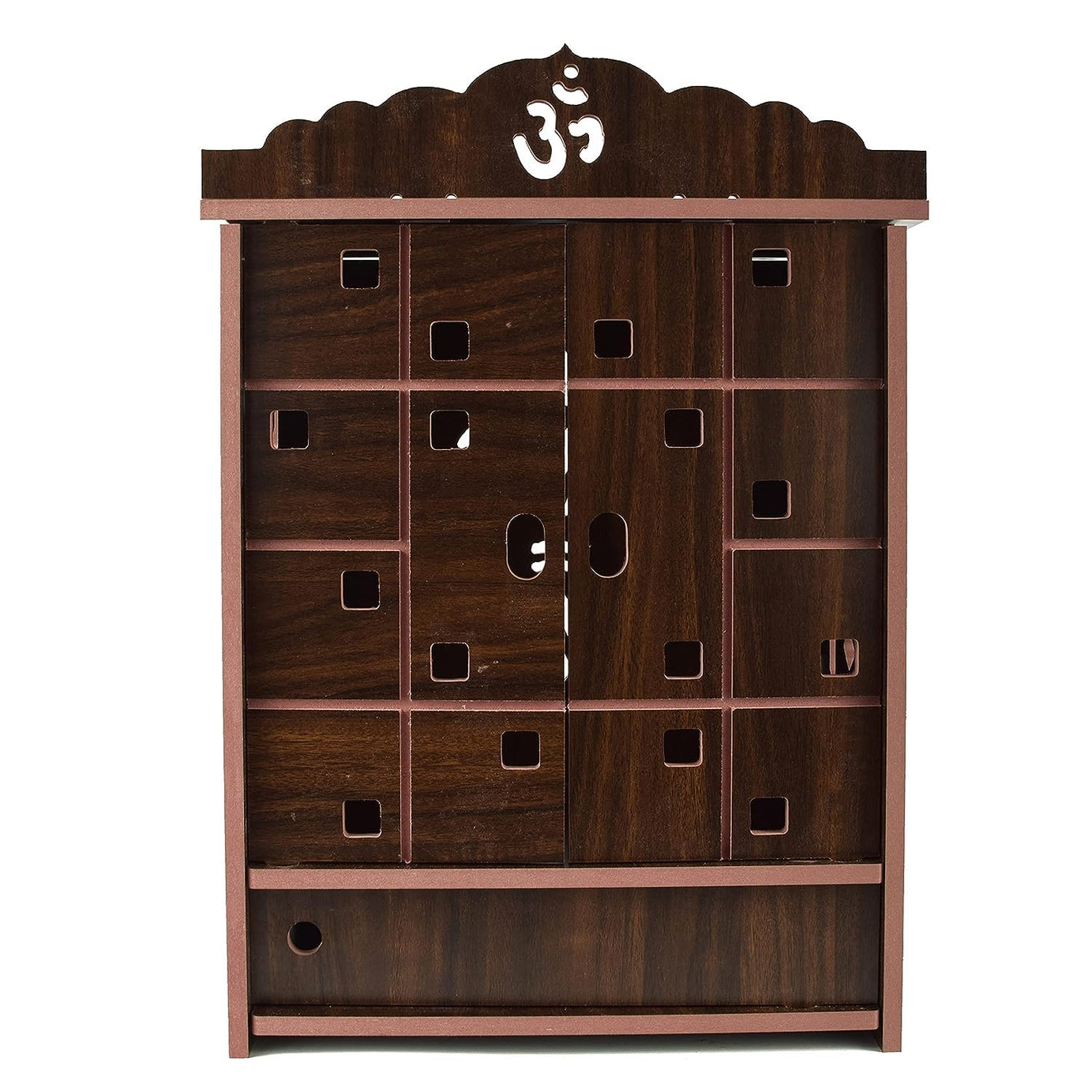 MIDU Pooja Mandir For Home Wall Hanging Mdf Wooden Temple With Door Brand (Black), 19 Cm