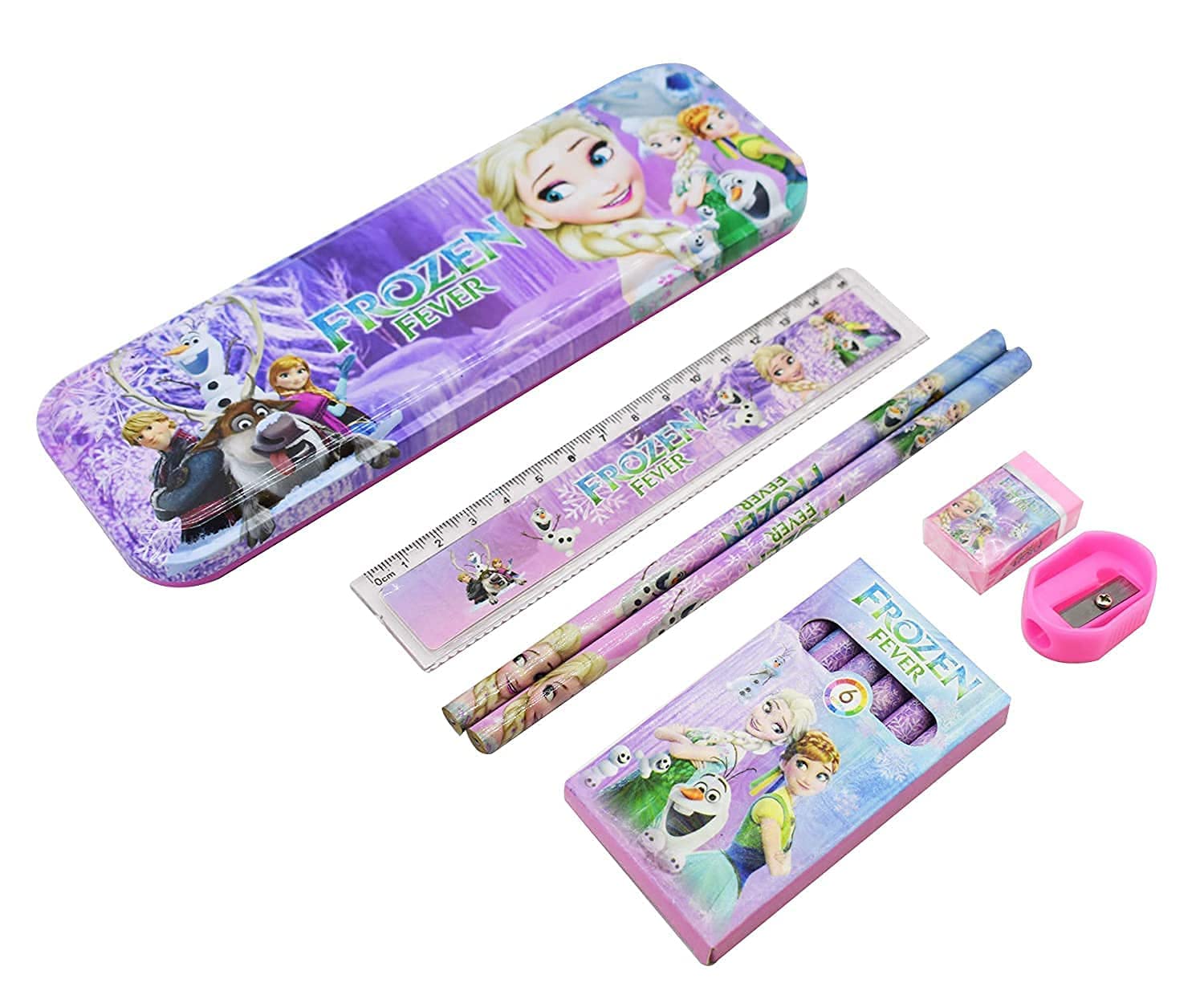 Cable World® Stationary Kit Set for School Kids,Girls/Boys Birthday Gift - Pencil Pen Book Eraser Sharpener - Multicolor