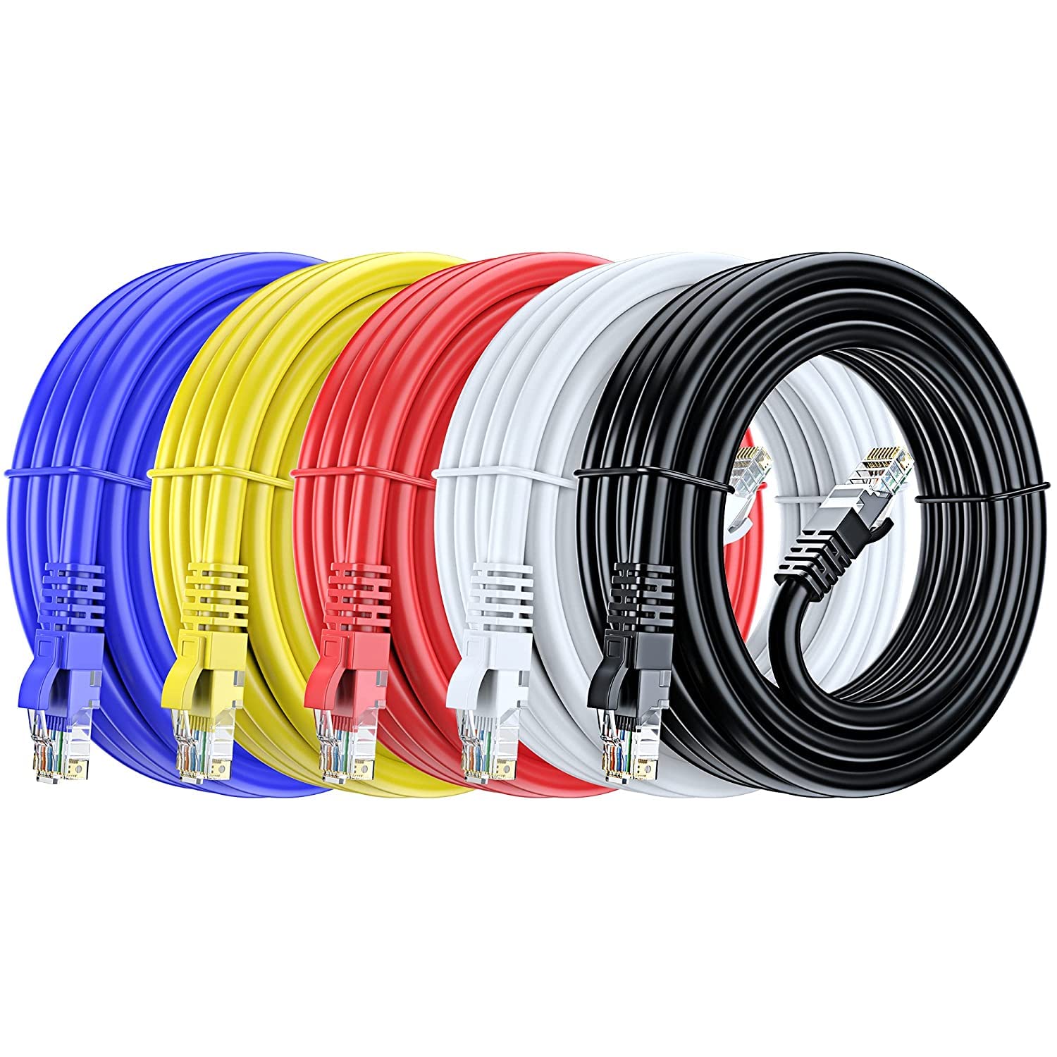 FEDUS 3 Meter 9.8 Feet Cat6 Ethernet Cable, Multicolour Pack 5, High-Speed 550MHZ/10 Gigabit Speed UTP LAN Cable, Network Cable Internet Cable RJ45 Cable LAN Wire, Patch Computer Cord Category 6