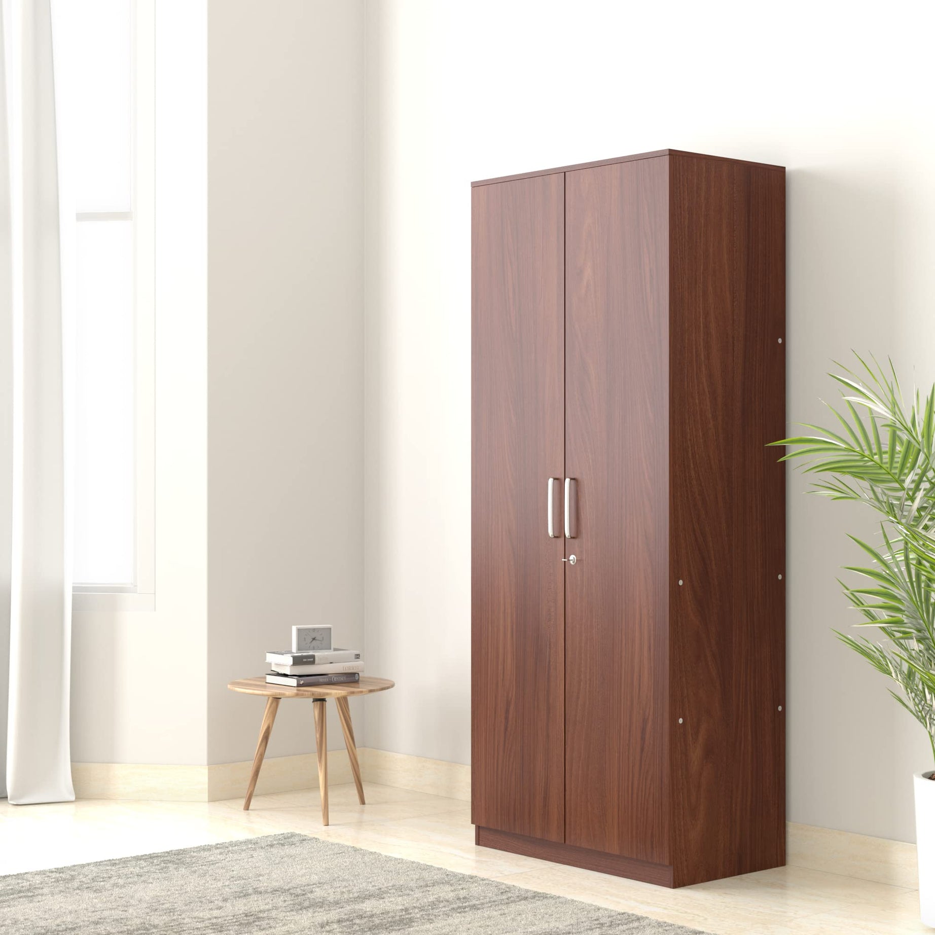 Amazon Brand - Solimo Madray Engineered Wood Wardrobe, Asian Walnut, 2 Door