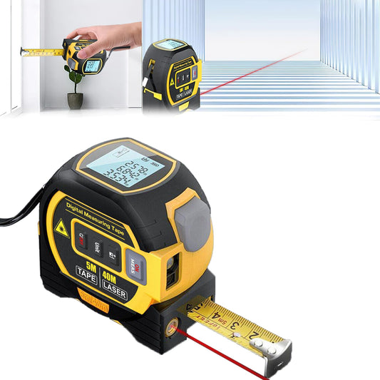 ARKZO 3 in 1 Digital Measuring Tape, 40 Meter Distance Meter with Automatic Infrared Measurement Device, Laser Level Line Tool, Electronic Inch Measurer - Ideal for Electric Tools