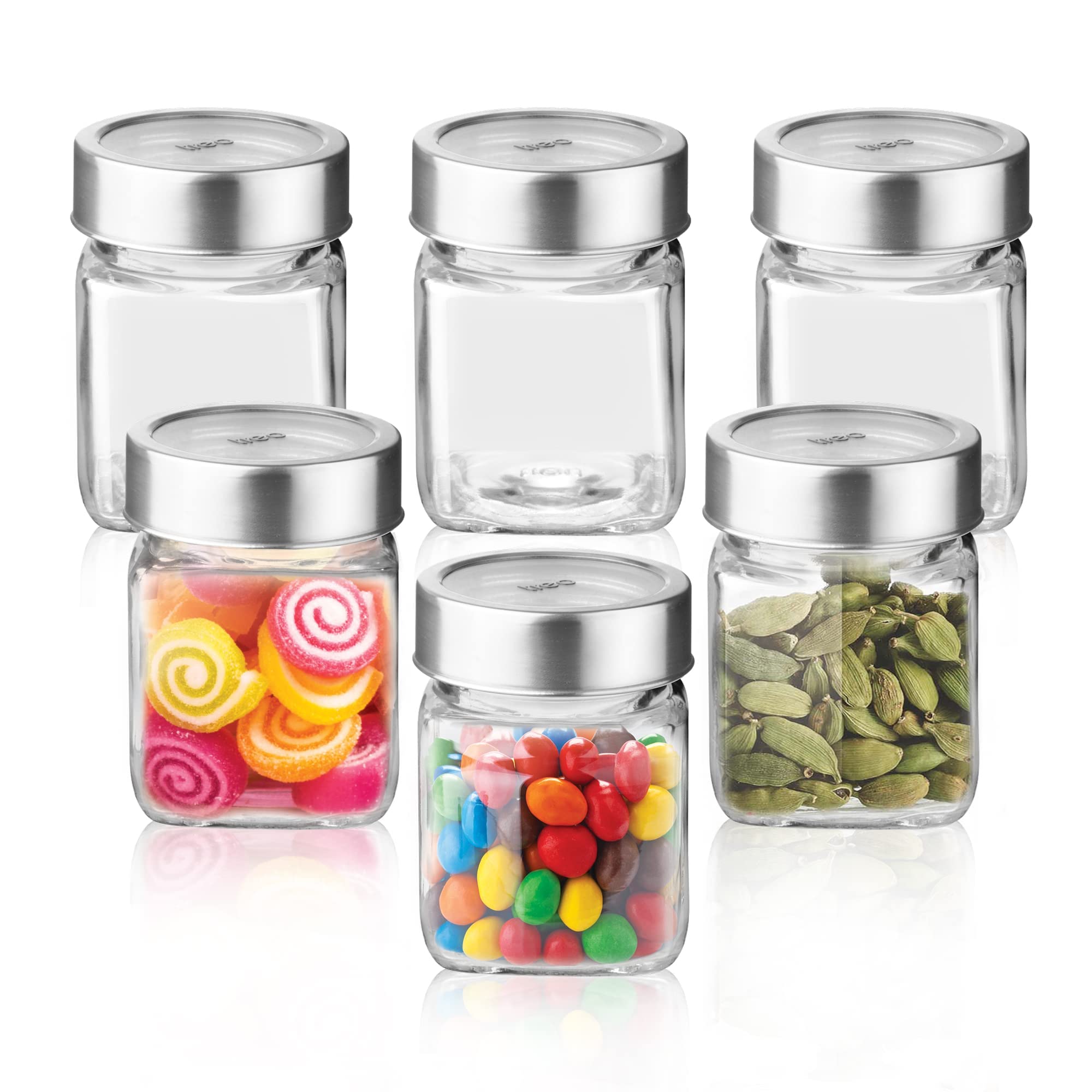 Treo By Milton Cube Storage Glass Jar, Set of 6, 180 ml Each, Transparent | BPA Free | Storage Jar | Kitchen Organizer | Air Tight | Modular | Multipurpose Jar