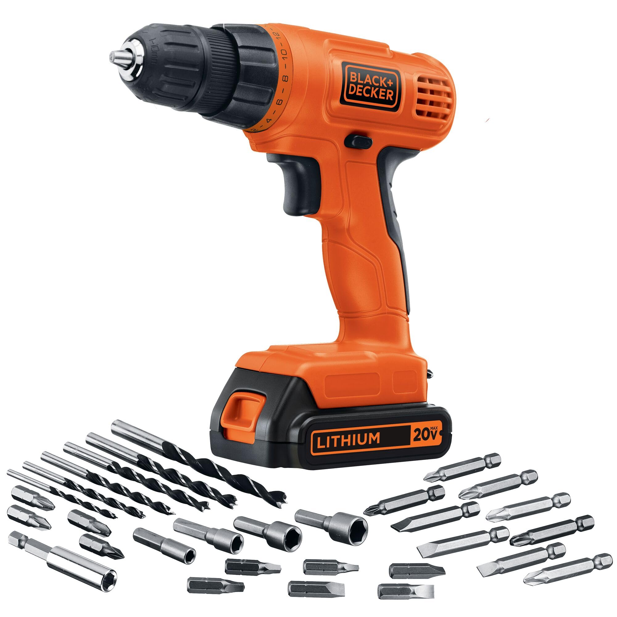 BLACK+DECKER LD120VA 20V MAX*POWERECONNECT Li-Ion Cordless Drill/Driver + 30 Pc Kit Set