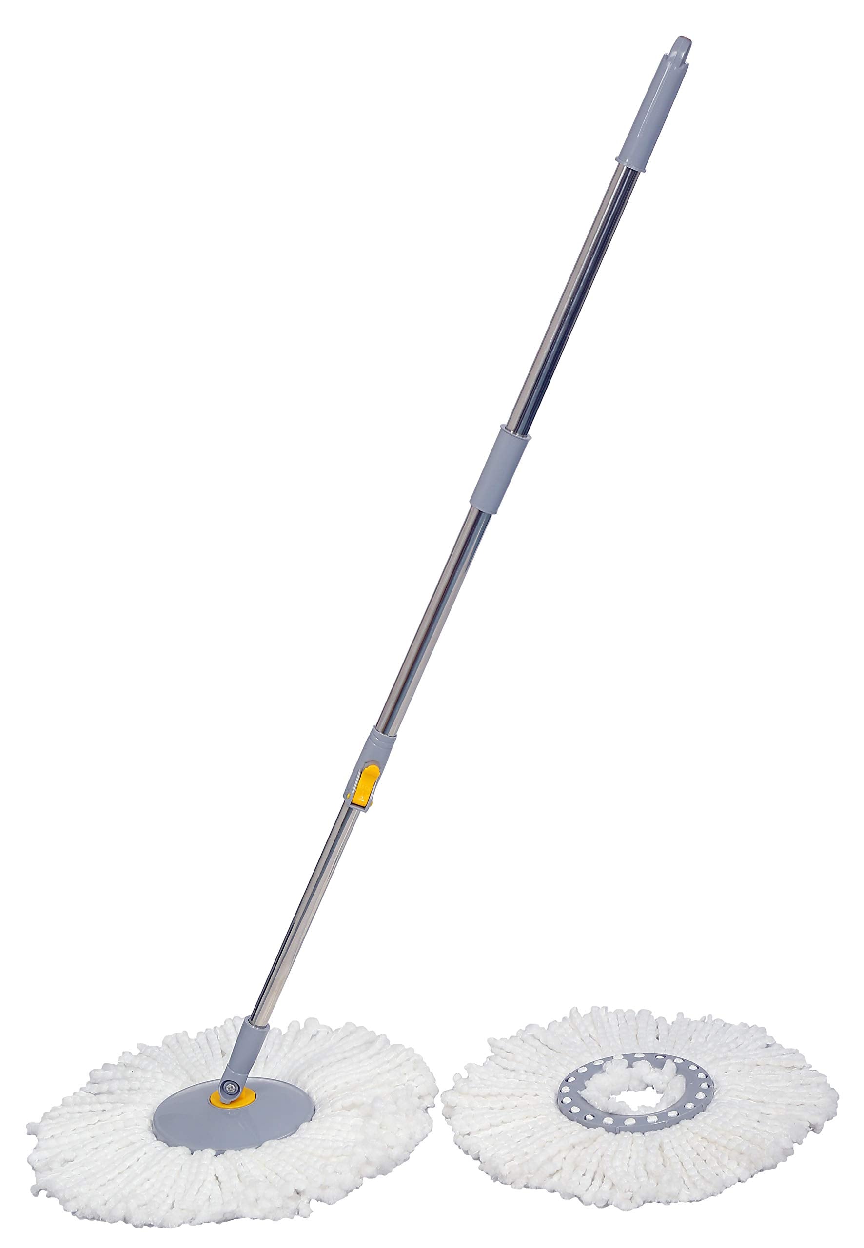 Esquire 360° Bucket Spin Mop Stick (Grey) with an Additional Refill