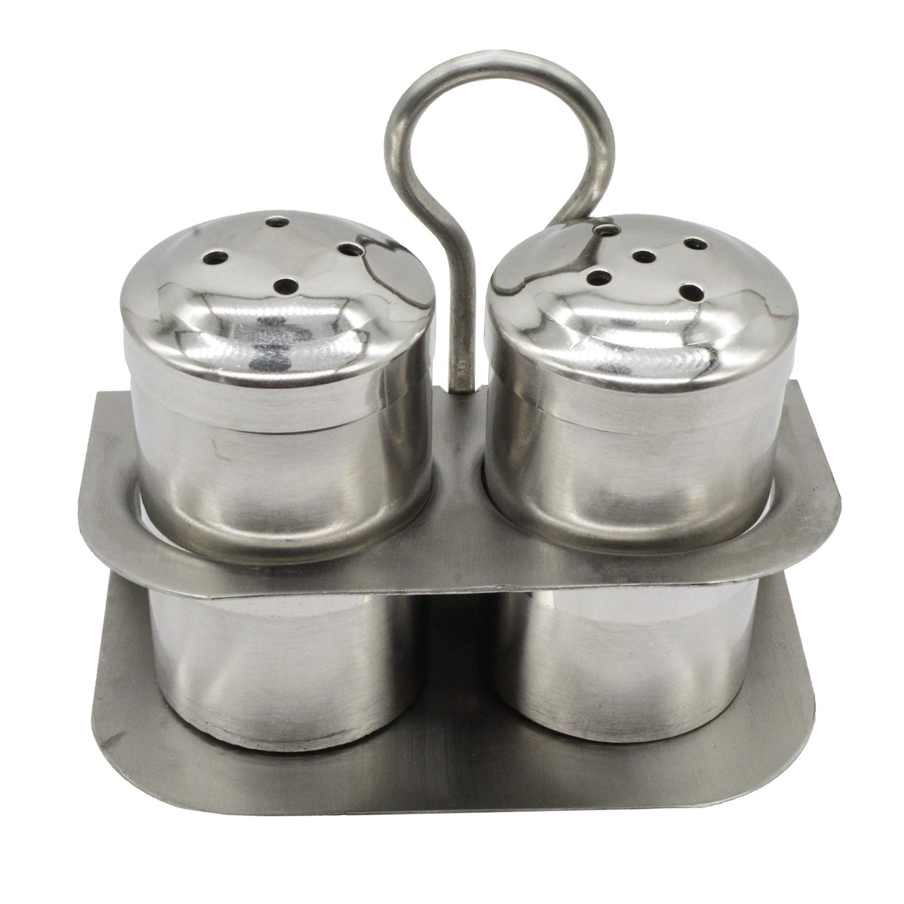 eKitchen Stainless Steel Salt and Pepper Shaker Set with Stand