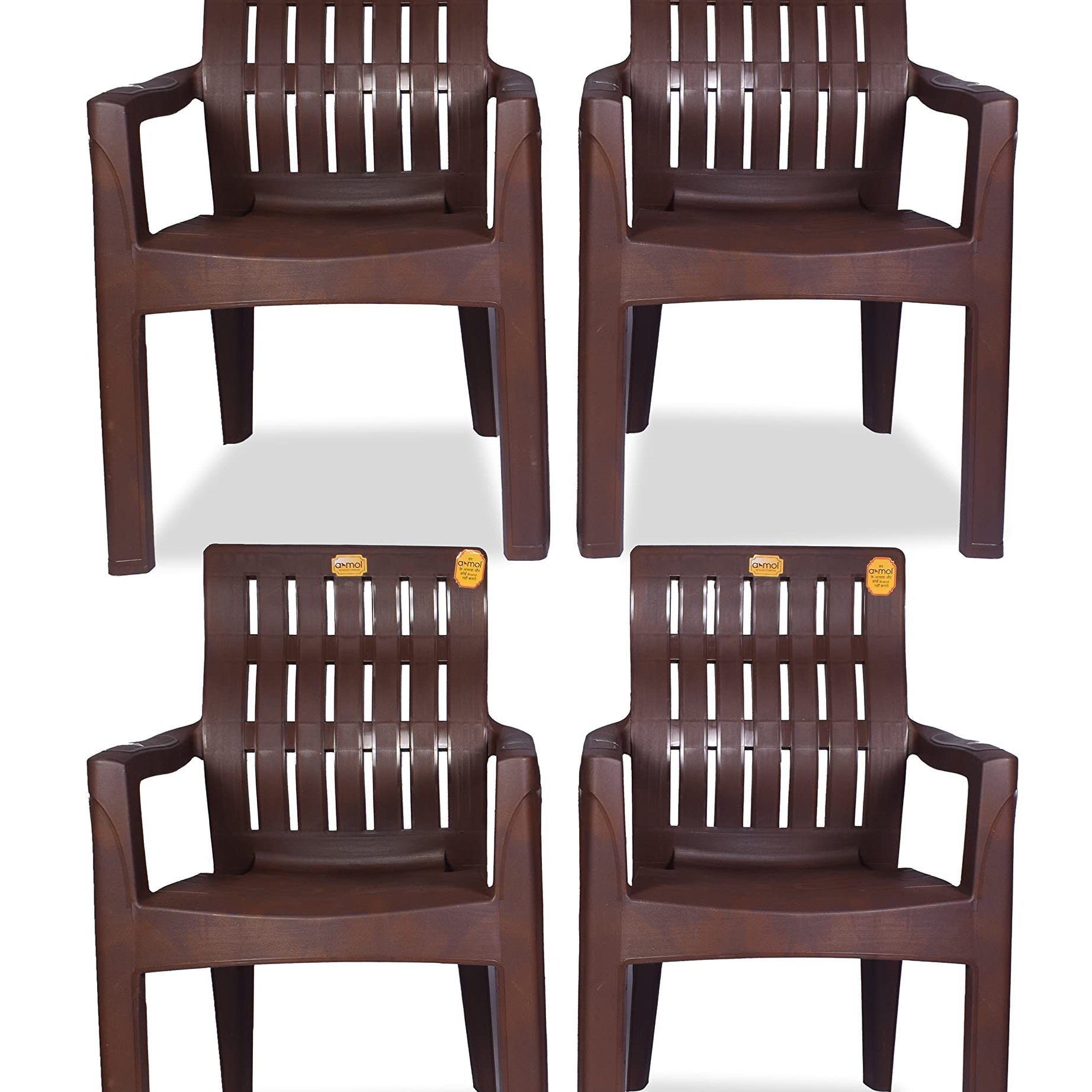 ANMOL Plastic Moulded Orthopaedic Chair With Fully Comfort (Weight Bearing Capacity 200Kg) (Set Of 4) Shree Ganesh Online Original Seller, Brown