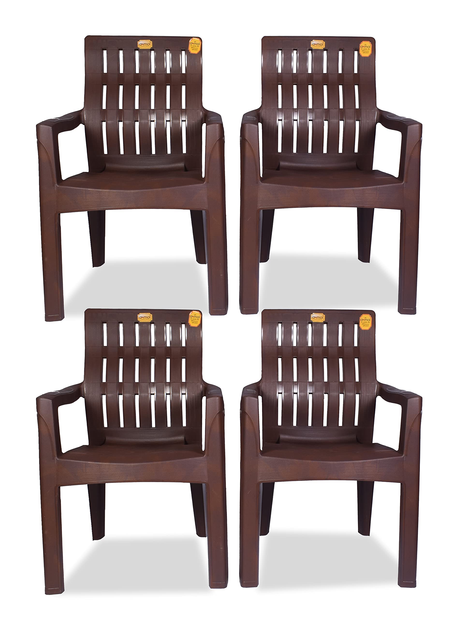 ANMOL Plastic Moulded Orthopaedic Chair With Fully Comfort (Weight Bearing Capacity 200Kg) (Set Of 4) Shree Ganesh Online Original Seller, Brown