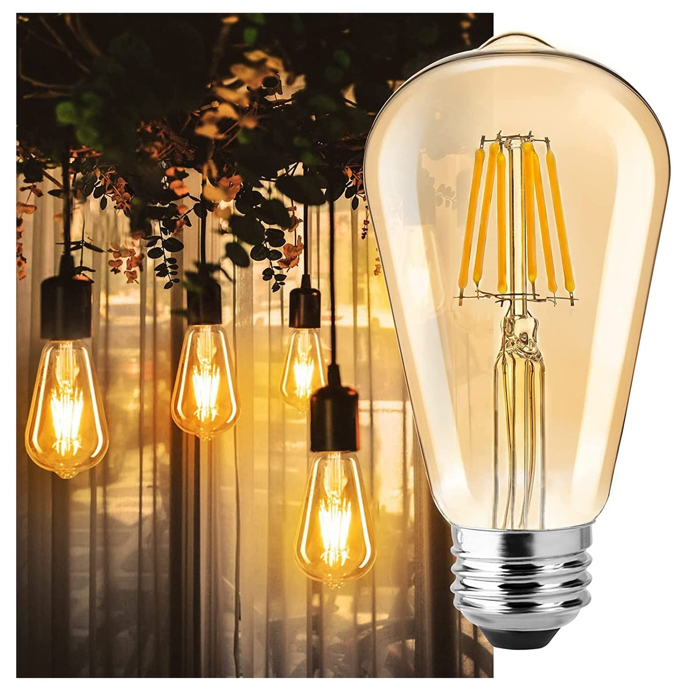 Gesto 4W E27 E26 Base Filament Bulbs | Edison Bulb | Filament Antique Bulb | 15000 Light Hours | Hanging Light Led Bulb Warm White 2700K Antique Vintage Filament Light Bulbs (Pack Of 1)