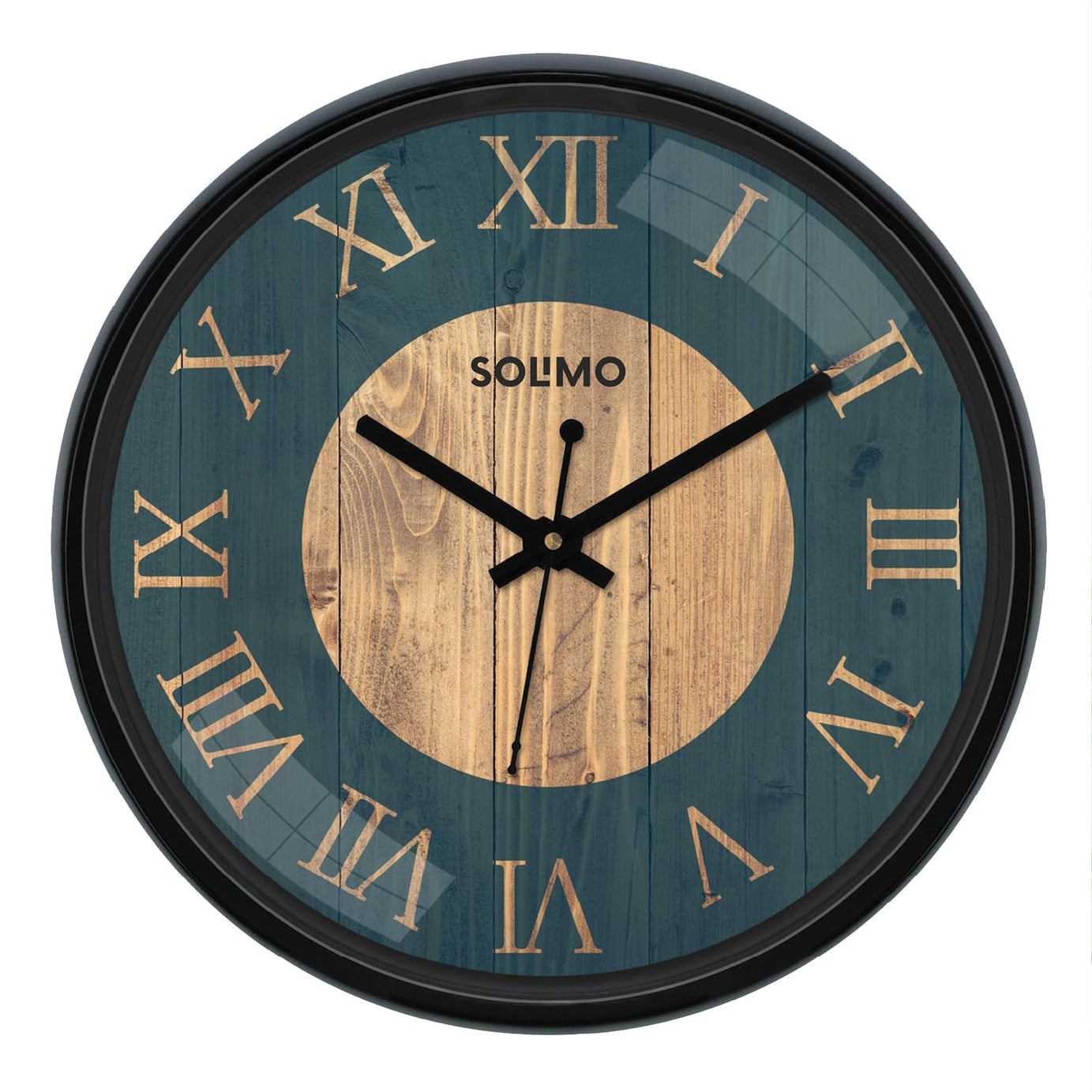 Amazon Brand - Solimo Design16 12-inch Plastic Wall Clock (Black Frame)