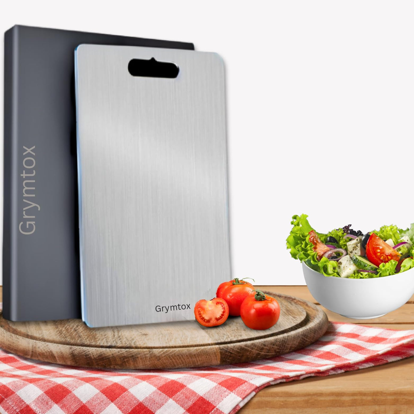 GRYMTOX Chopping Board Stainless Steel Metal Cutting Kitchen,Heavy Duty Choping-Board Vegetable,Fruit Cutter, Meats vegitable Chopper Boards,(Medium)(Size 31CM X 22CM)