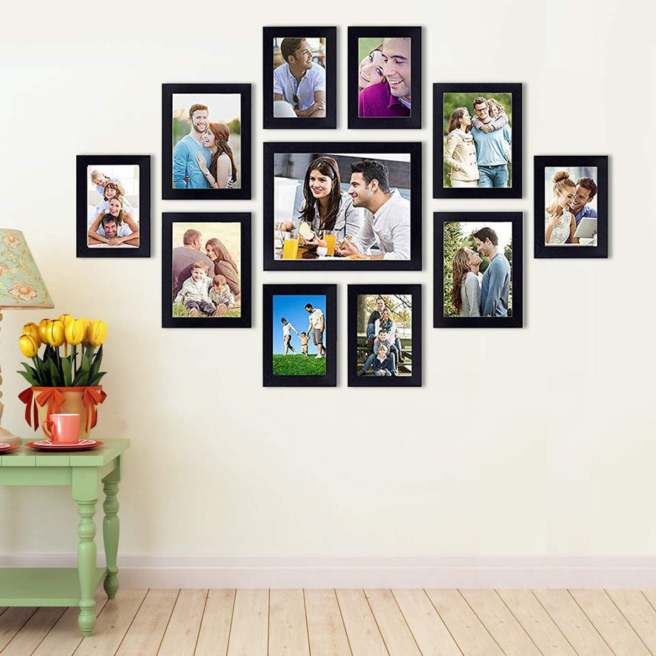 Art Street Primo wall photo frame Set of 11 Black Picture Frames (Black_6 Unit 4X6, 4 Units 5X7, 1 Unit 8X10 Inch, Black)