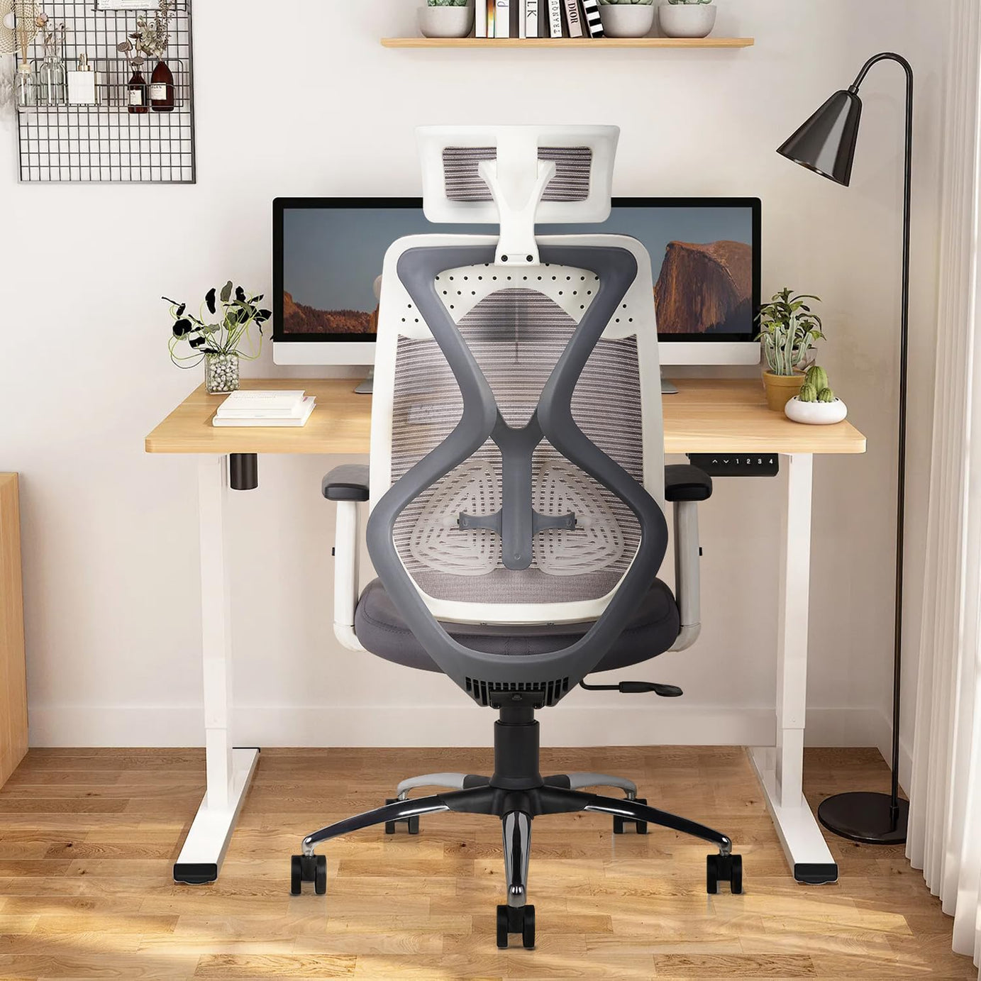 CELLBELL C190 Berlin Office Chair, High Back Mesh Ergonomic Home Office Desk Chair, Adjustable Armrests,Adjustable Lumbar Support,Tilt Lock Mechanism with 3 Years of warranty (Grey - White)