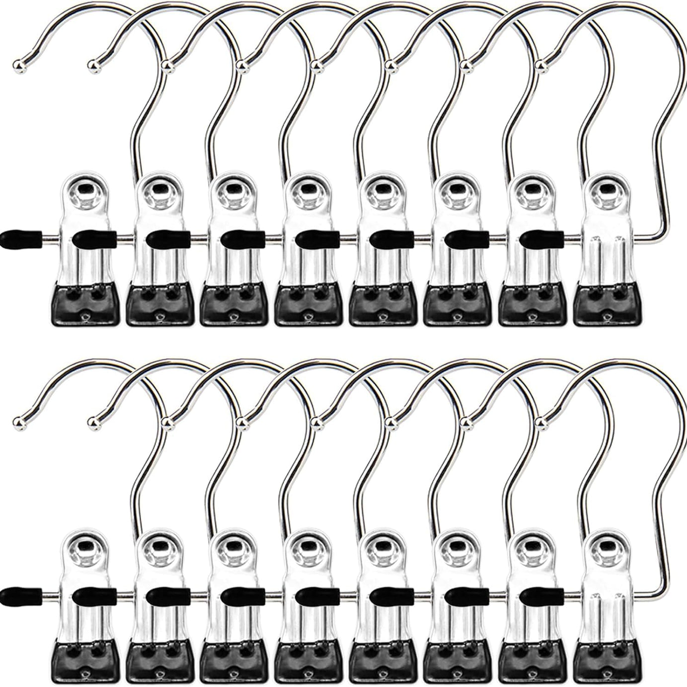 ROLLYWARE Laundry Hooks, Clothes Pins and Hanging Clips - Heavy Duty Clothespins and Hangers for Closet, Travel, Pants, Socks, Handbags (6)