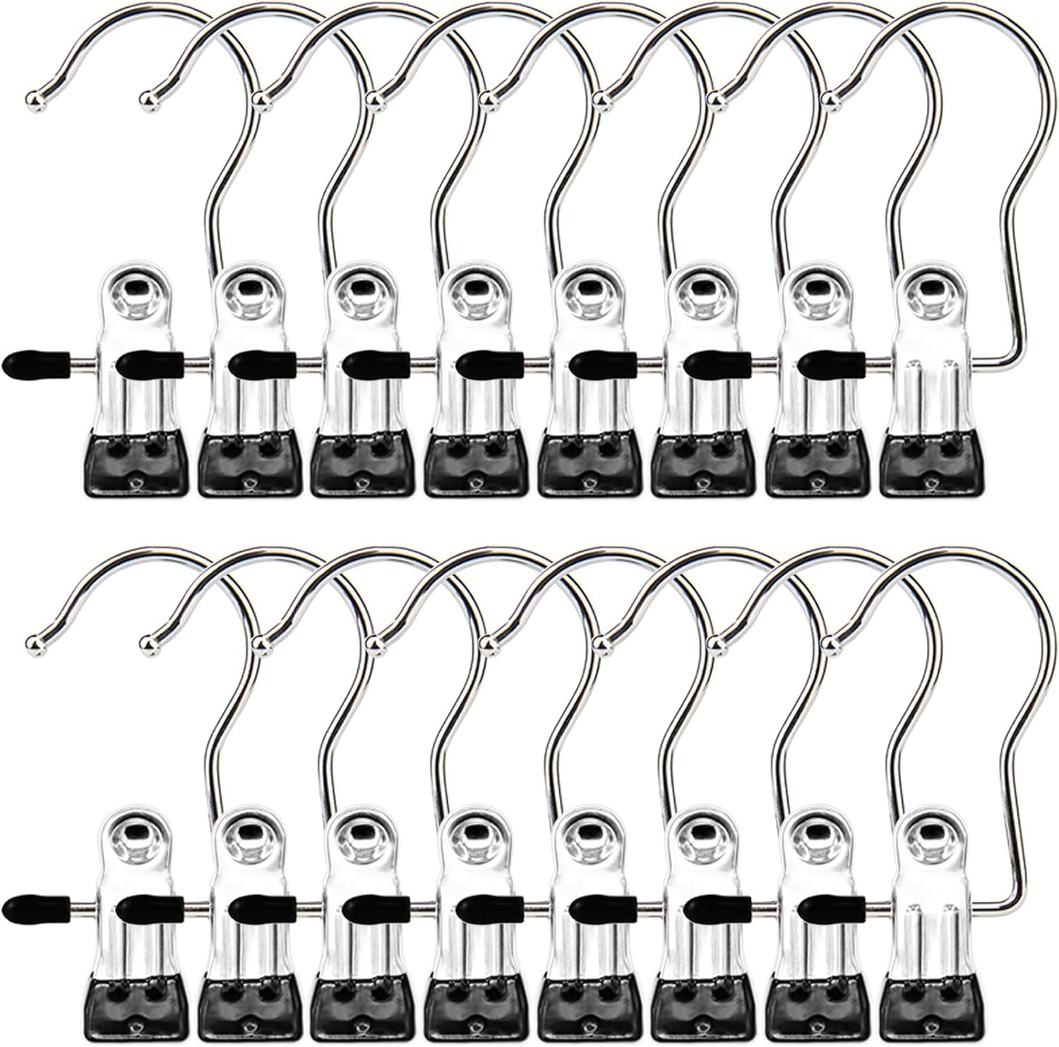 ROLLYWARE Laundry Hooks, Clothes Pins and Hanging Clips - Heavy Duty Clothespins and Hangers for Closet, Travel, Pants, Socks, Handbags (6)