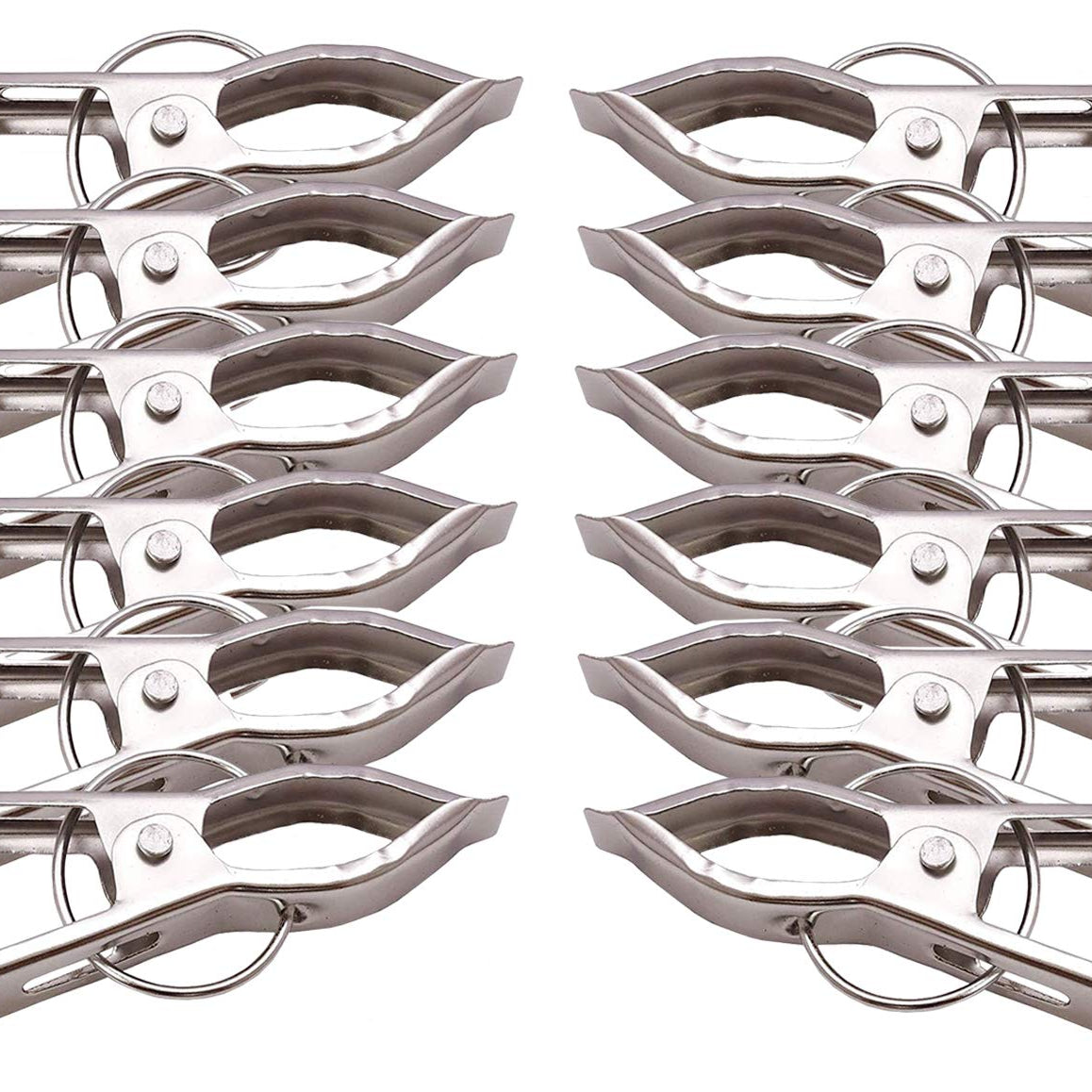 Kuber Industries Hanging Cloth Drying Pegs/Clips|Heavy Duty & Stainless Steel Material|Will Not Rust Clothes|Size 7 x 3 x 1 CM, Set of 12 Piece (Silver)