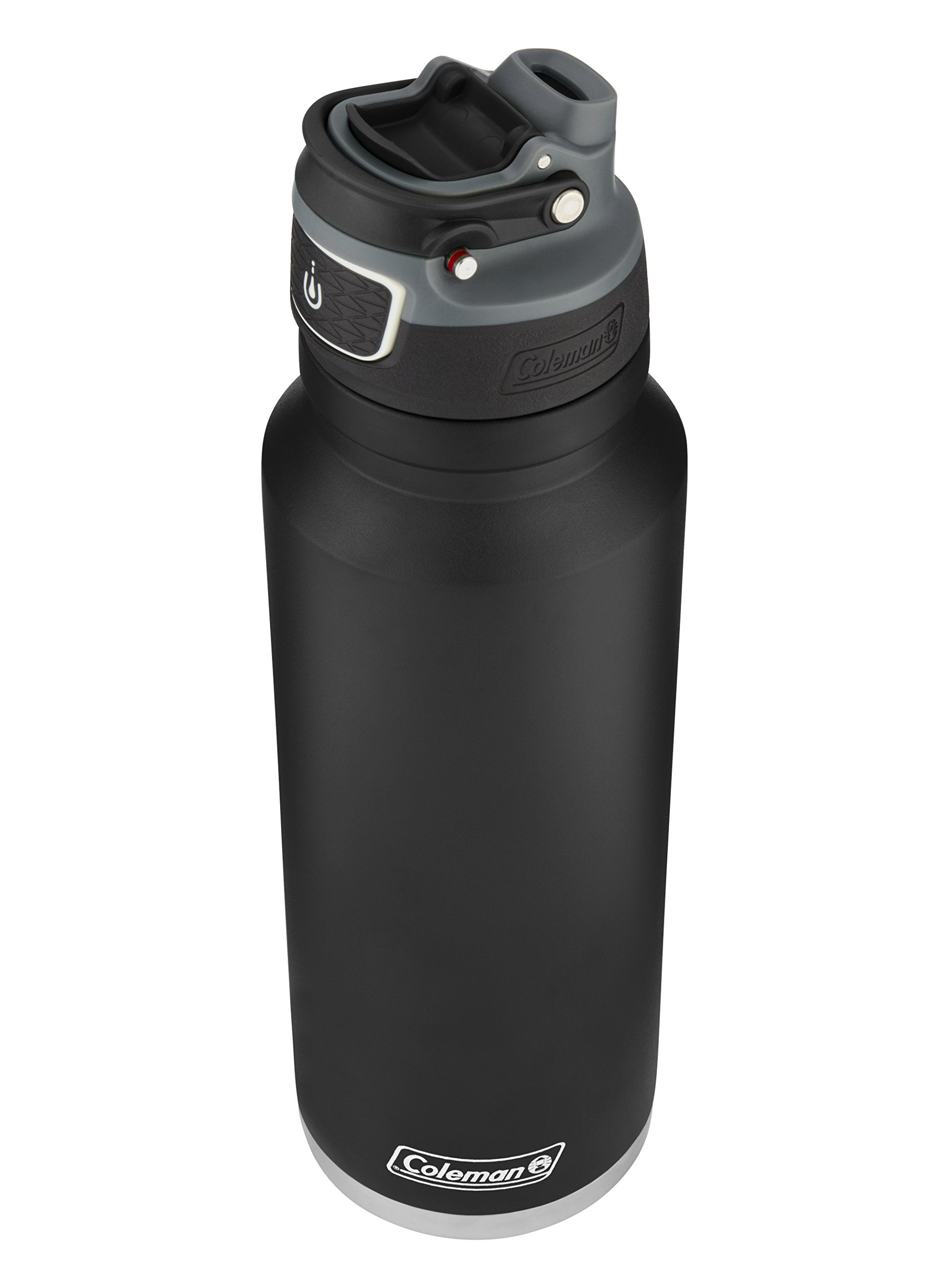 Coleman AUTOSEAL Free Flow Stainless Steel Water Bottle, Black, 40 oz