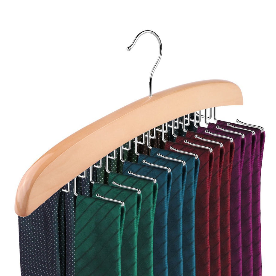 VASTRA Single Wooden Tie Hanger Organiser Rack Holds 24 Pieces Ties