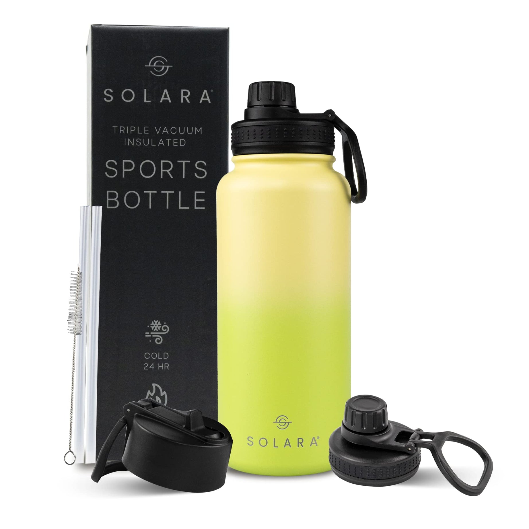 SOLARA Insulated Water Bottle 1000ml, Hot Water Bottle, Thermosteel Water Bottle for Travel, Home, Office, School, Gym, Adults, Water Bottle Hot and Cold, Sipper Bottle, Lime Green