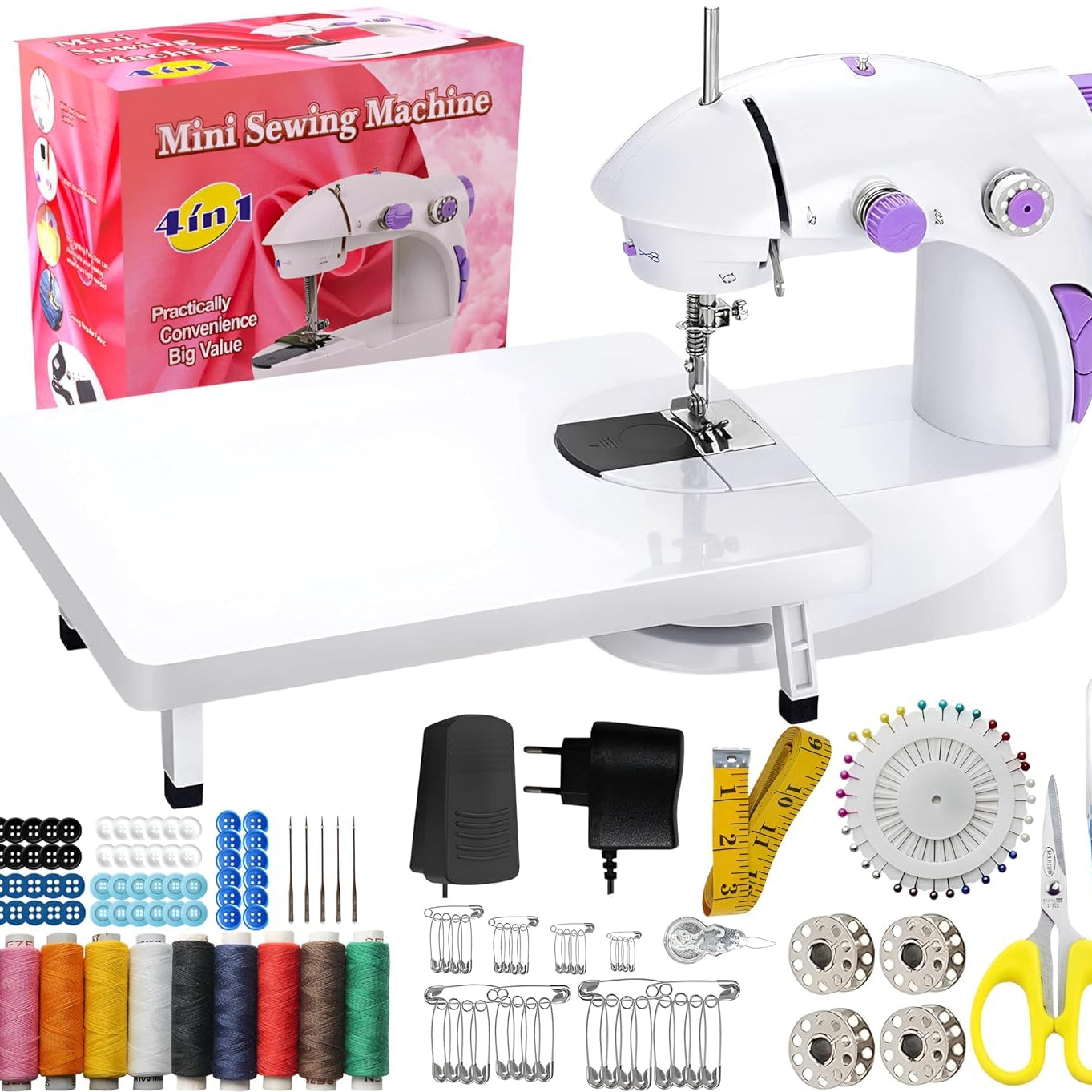 SnapHome Sewing Machine For Home Tailoring,Silai Machine For Home,Mini Sewing Machine For Home,Stitching Machine For Home,Portable Sewing Machine,Electric Sewing Machine With 12 Thread Kit,White