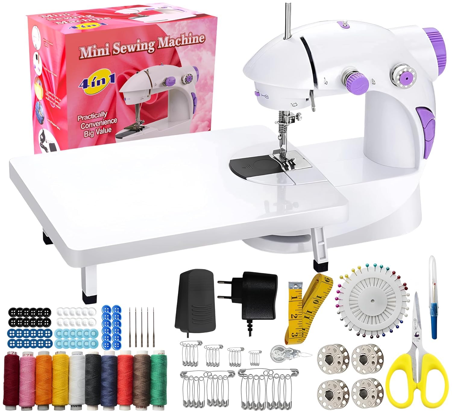 SnapHome Sewing Machine For Home Tailoring,Silai Machine For Home,Mini Sewing Machine For Home,Stitching Machine For Home,Portable Sewing Machine,Electric Sewing Machine With 12 Thread Kit,White