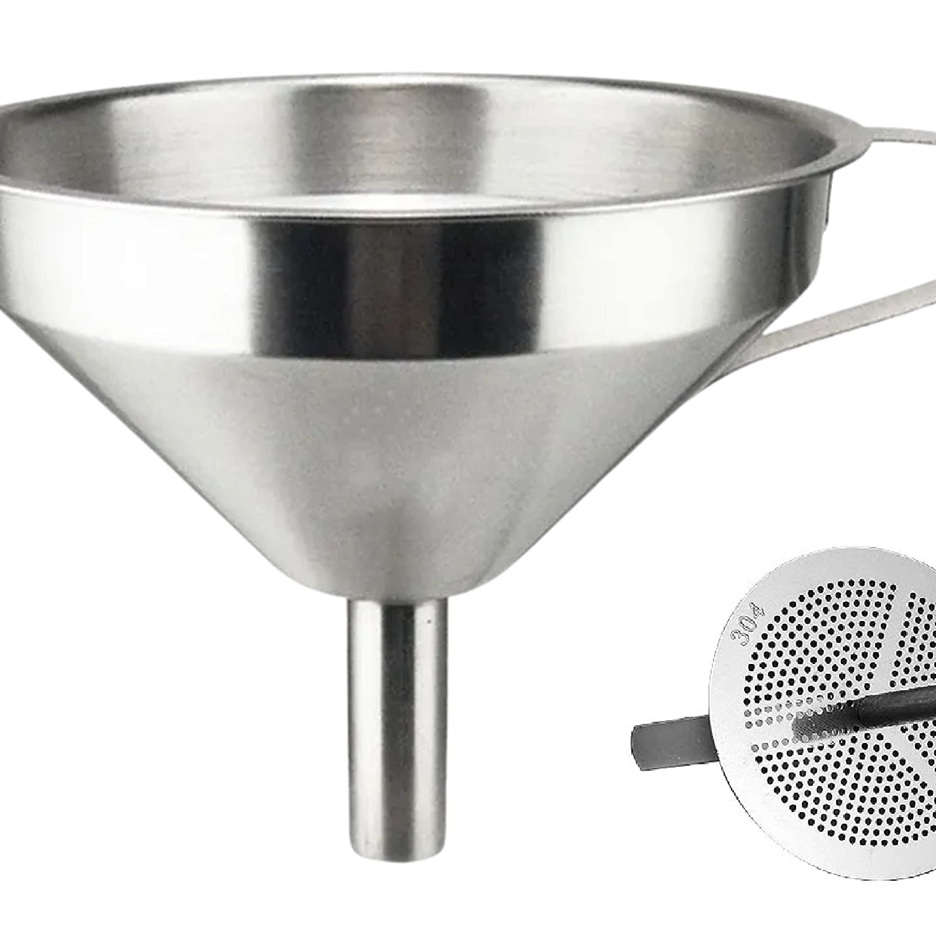 Bridge2shopping Multipurpose Stainless Steel Funnel with Detachable Strainer, 11 CM, Silver