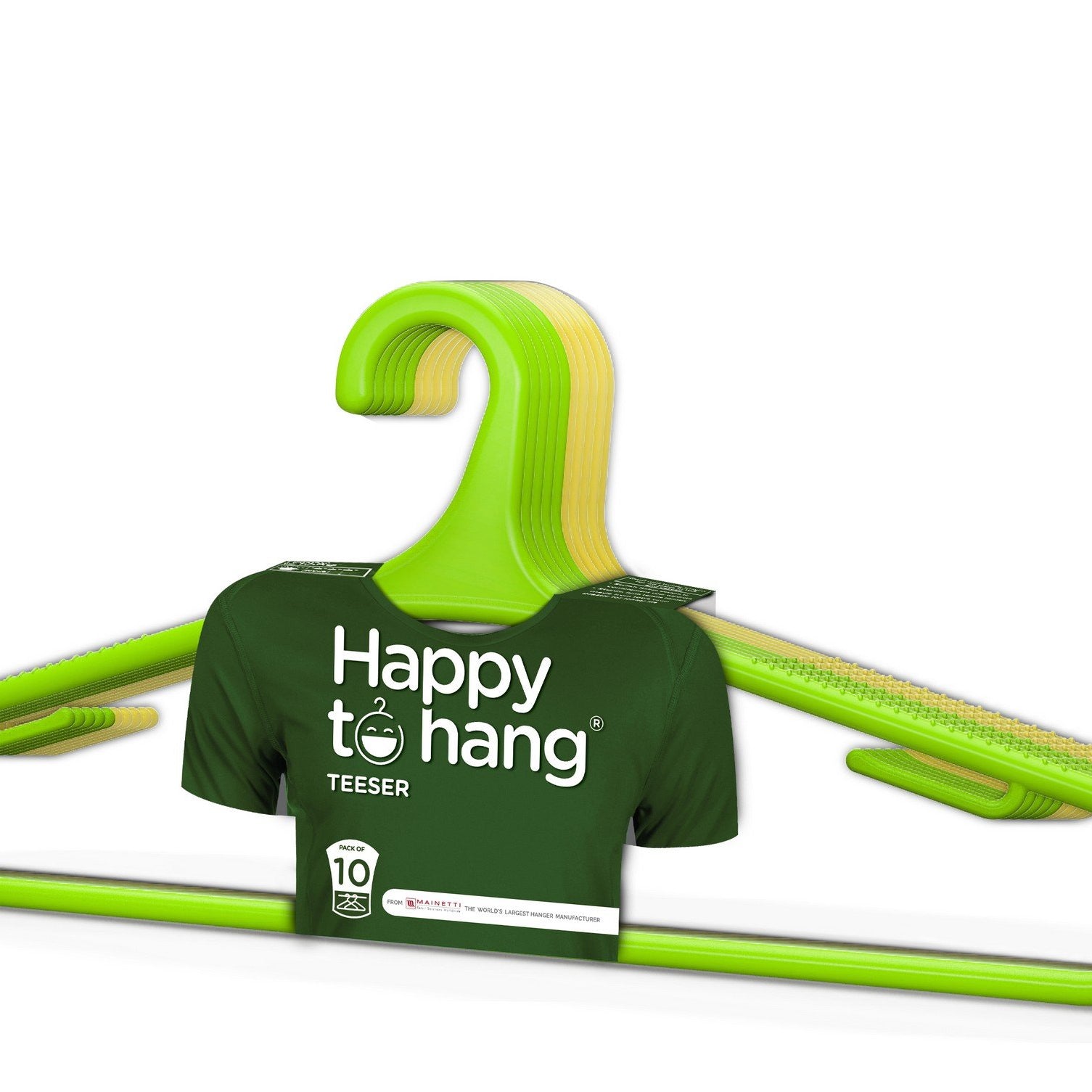 Happy To Hang Teeser 10 Piece Polypropylene Hanger, Yellow and Green