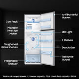 Samsung 322 L, 3 Star, Convertible 5-in-1 Digital Inverter with Display Frost Free Double Door Refrigerator (RT37C4523S8/HL, Silver, Elegant Inox, 2024 Model)