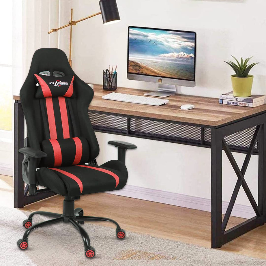 SAVYA HOME Apex Crusader X Gaming Chair | Chair for Office Work at Home, Recliner Chair, Study Chair | Leatherette Computer Chair, Red