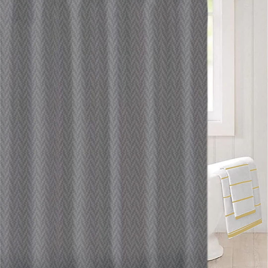 Lushomes Heavy Duty Fabric Shower Curtain, water resistant Partition Liner for Washroom, W6 x H6.5 FT, W 72x H 78 in with Shower Curtains 12 Plastic Eyelet, 12 C-Rings (Non-PVC) (Grey)