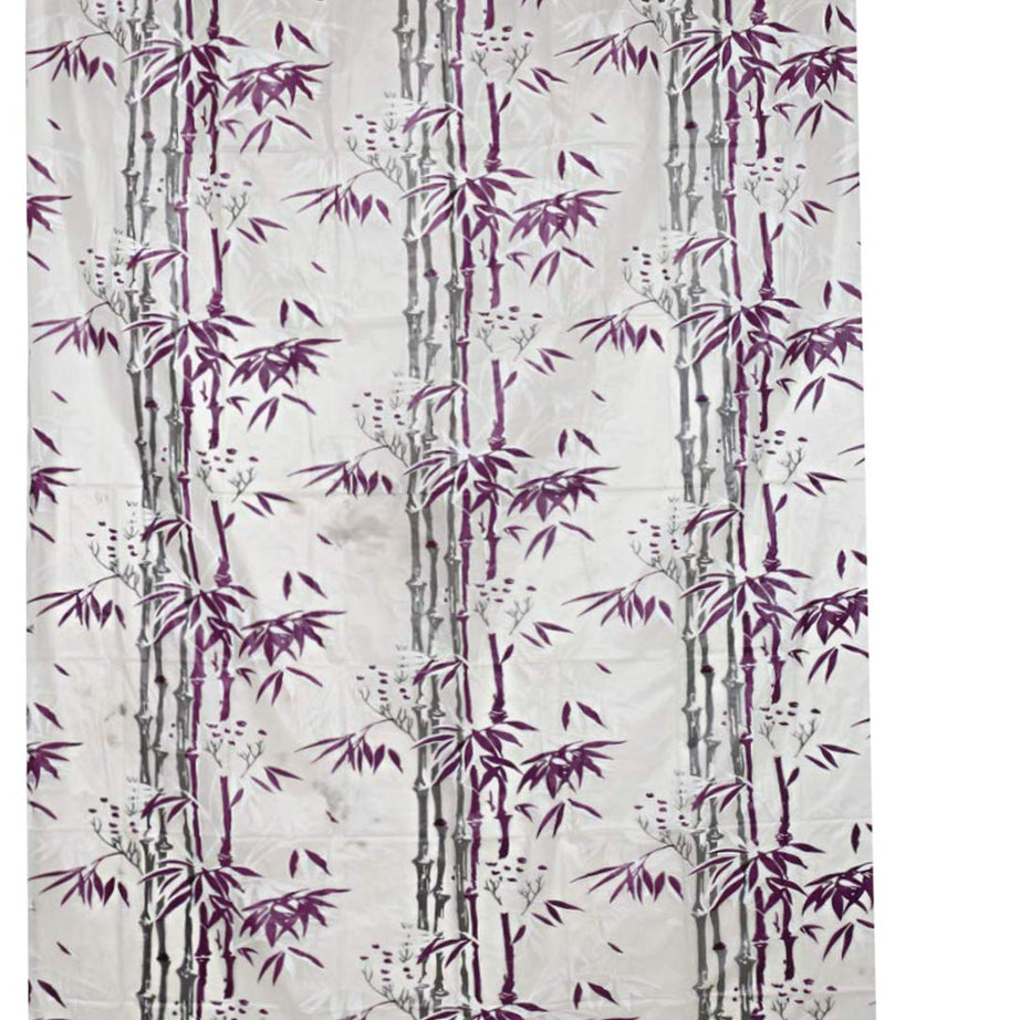 Kuber Industries Bamboo Design Waterproof PVC Shower Curtain with 8 Hooks (CTKTC33777, Purple, 54 x 84 inch)