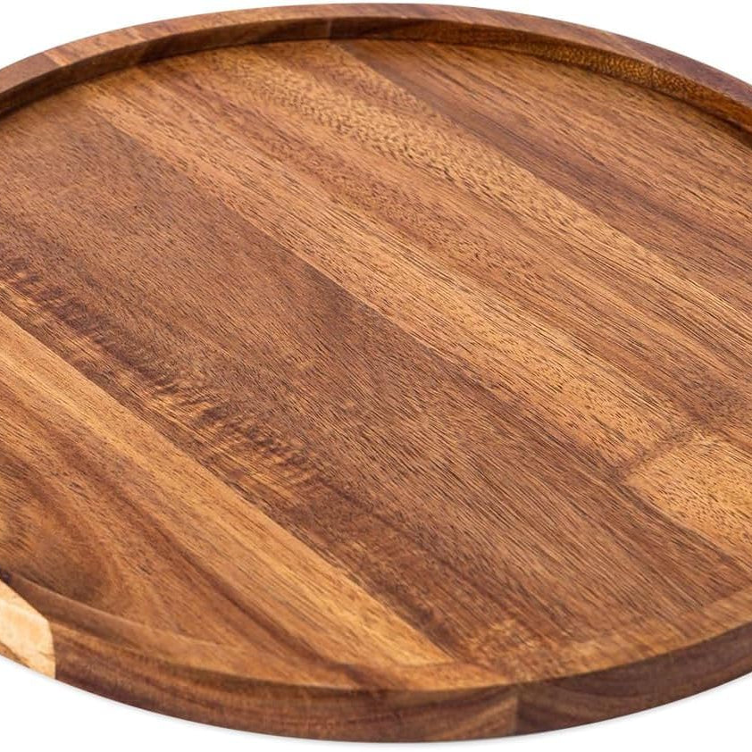 Skafa Rustic Elegance: Wooden Round Tray Versatile Home Decor Accent for Serving and Display Small Wooden Serving Tray, Candle Holder Tray Home Decor, Decorative Trays for Home Decor (Round)