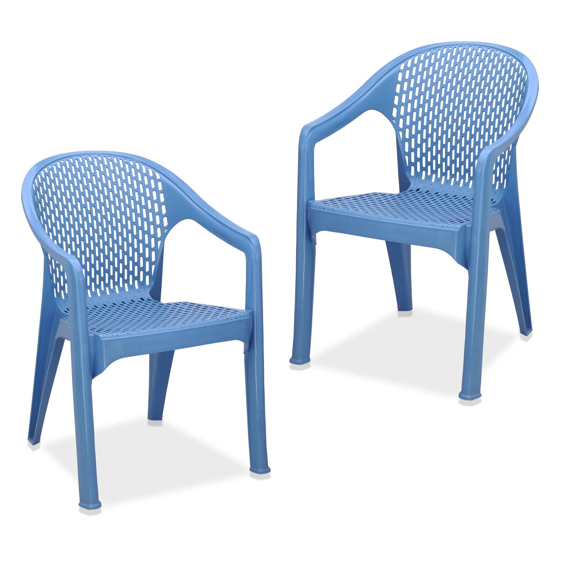 MAHARAJA Galaxy for Home, Office | Comfortable | Arm Rest | Bearing Capacity up to 200 Kg Plastic Outdoor Chair (Blue, Set of 2, Pre-Assembled)