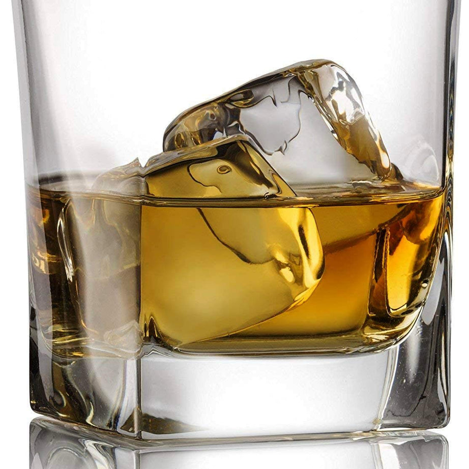 PrimeWorld Plaza Whiskey Glasses Set of 6 pcs - 300 ml Bar Glass for Drinking Bourbon, Whisky, Scotch, Cocktails, Cognac- Old Fashioned Cocktail Tumblers