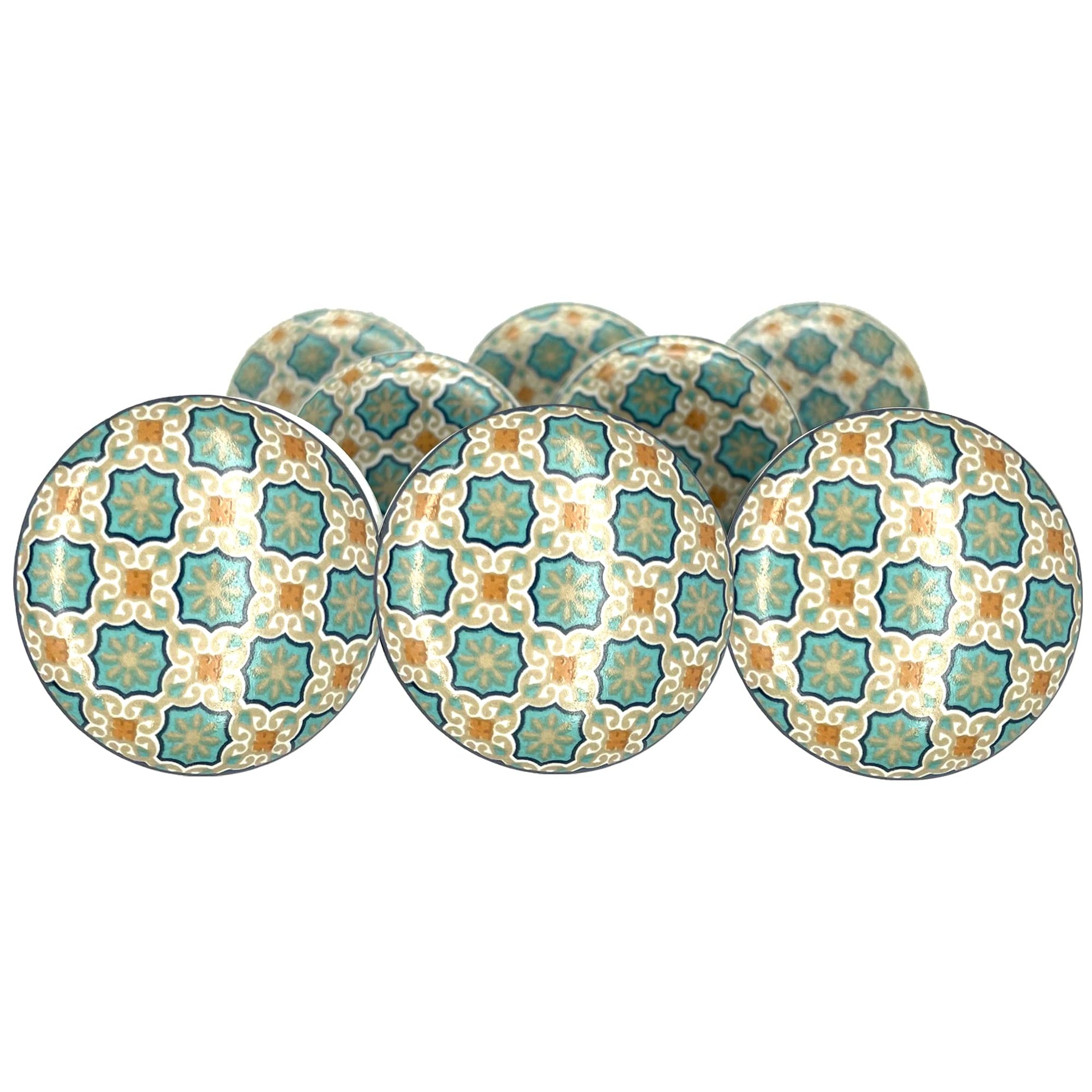 SHWETAIL Ceramic Cupboard Drawer Door Knobs Pull Handles (Multicolour, Pack of 8_38 mm) (Multi 1)