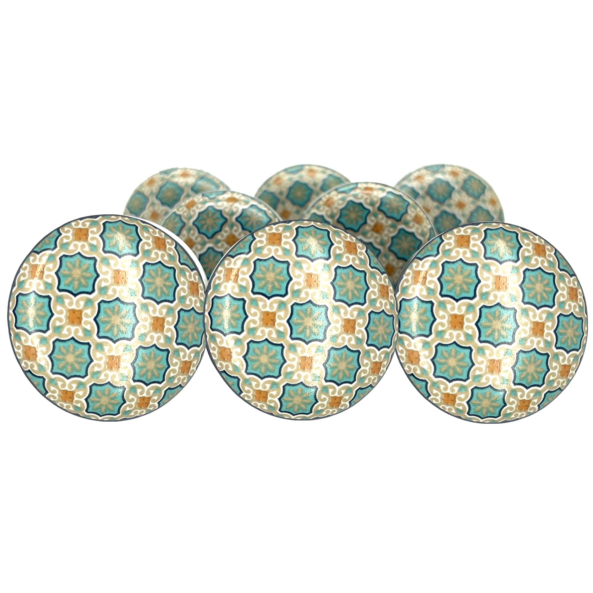 SHWETAIL Ceramic Cupboard Drawer Door Knobs Pull Handles (Multicolour, Pack of 8_38 mm) (Multi 1)