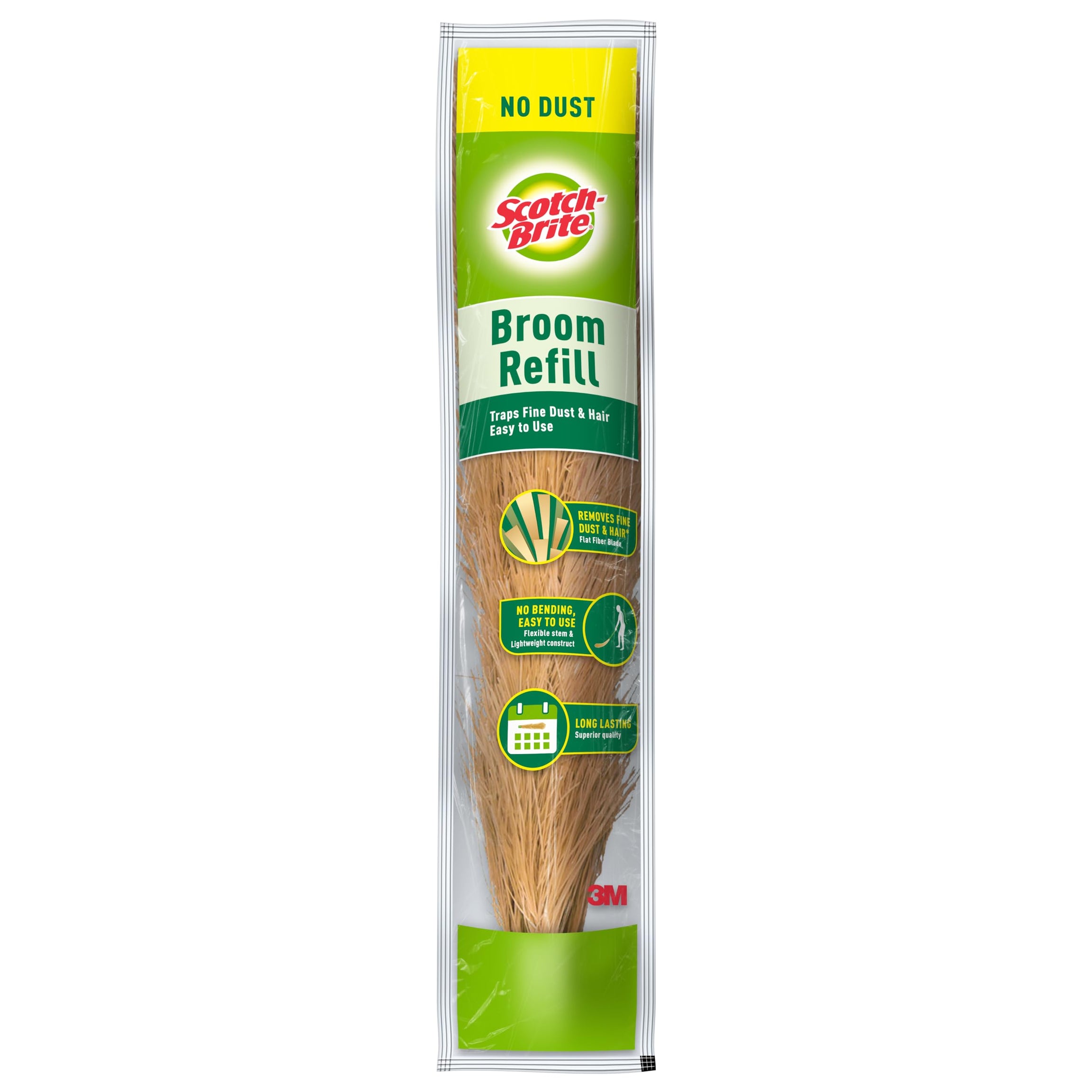 Scotch-Brite Plastic No Dust Broom Hard_Floor Refill Head without Handle (This Product Does Not Contain A Handle, Only Refill Suitable to Be Used with Broom), Ash