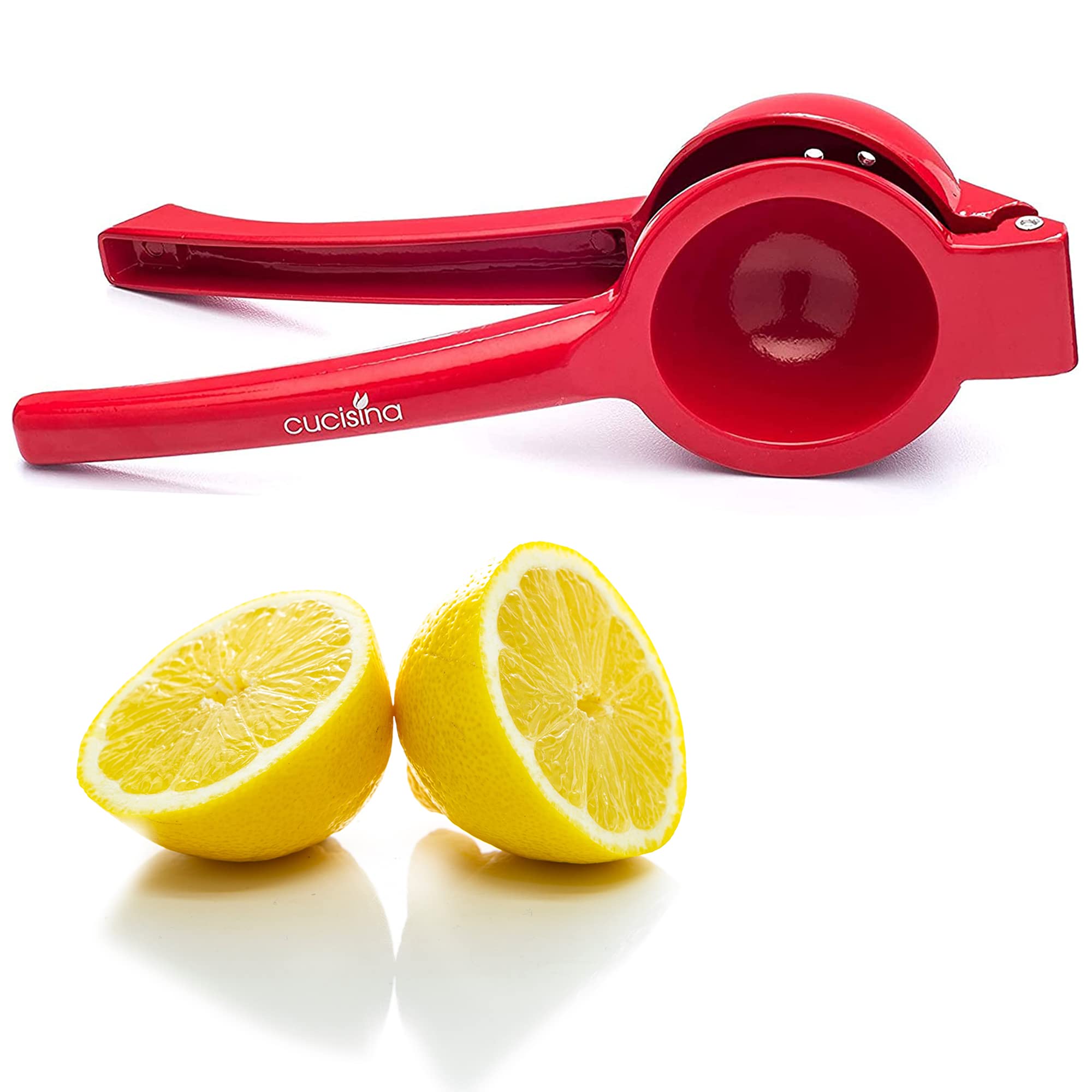 Cucisina Lemon Squeezer / Lime Juicer / Citrus Press - Commercial Grade Aluminum (Red)