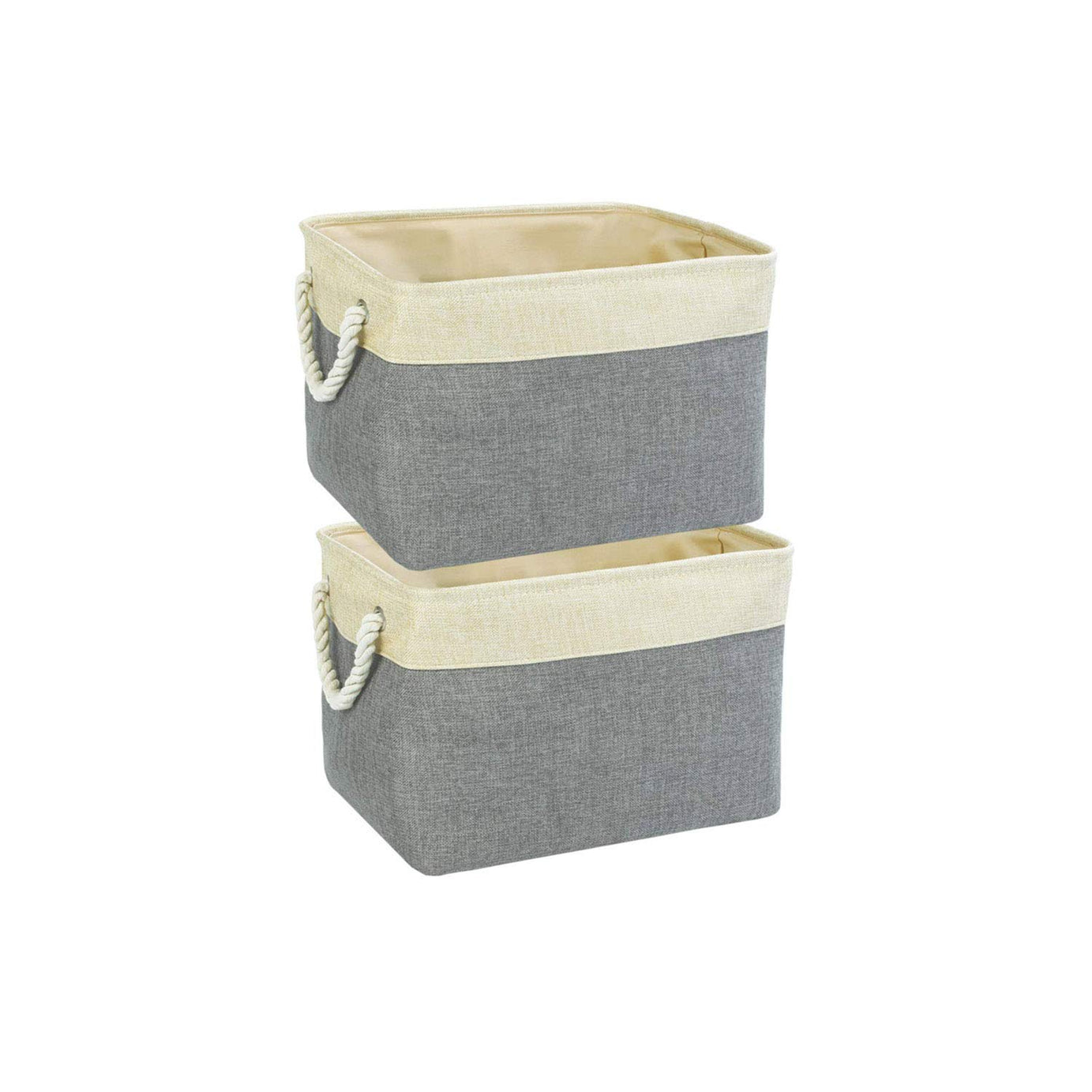 HomeStorie Cloth Storage Basket Bin Organizer Set, Pack of 2, Grey (AR1524-M*2)