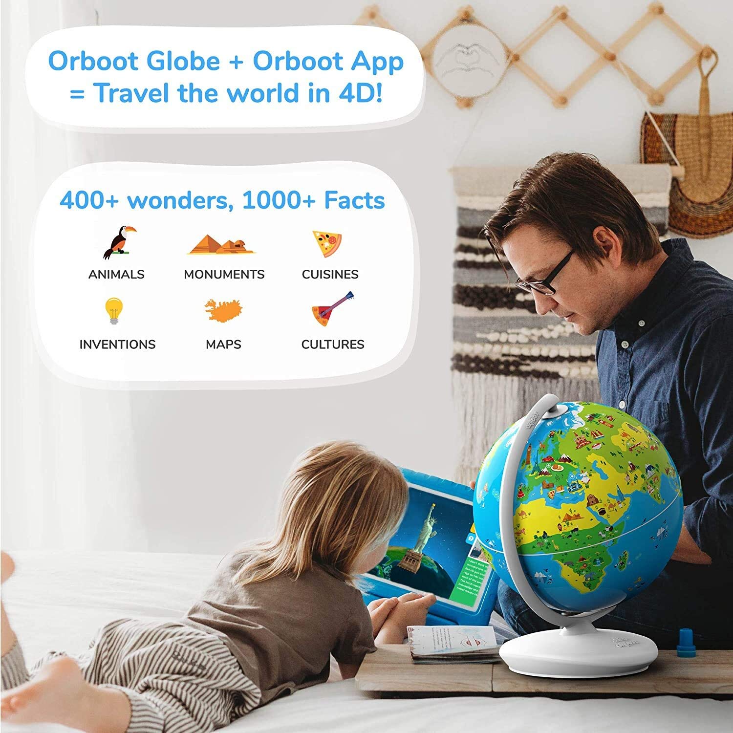 PlayShifu Educational Globe for Kids with 1000+ Facts on Animals, Places, Monuments and More - Orboot Earth Augmented Reality Based Fun Learning, Interactive Game ( 4-10 Years)