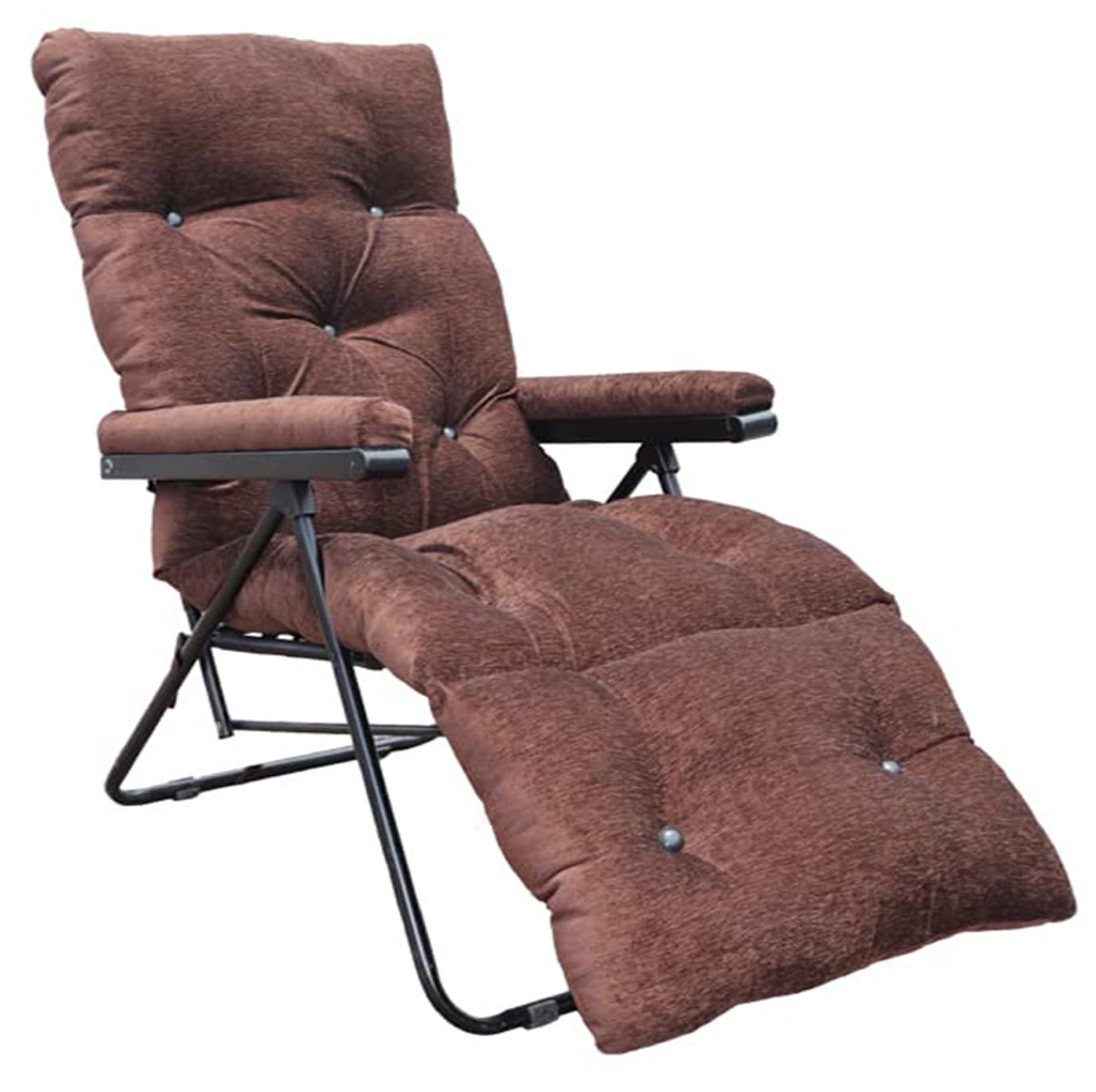 Spacecrafts Recliner Folding Easy Chair | 5 Adjustable Postions | Cushioning | Portable & Space Saving Easy Chair For Home Relax Old Age | Brown - Mild Steel Tubular