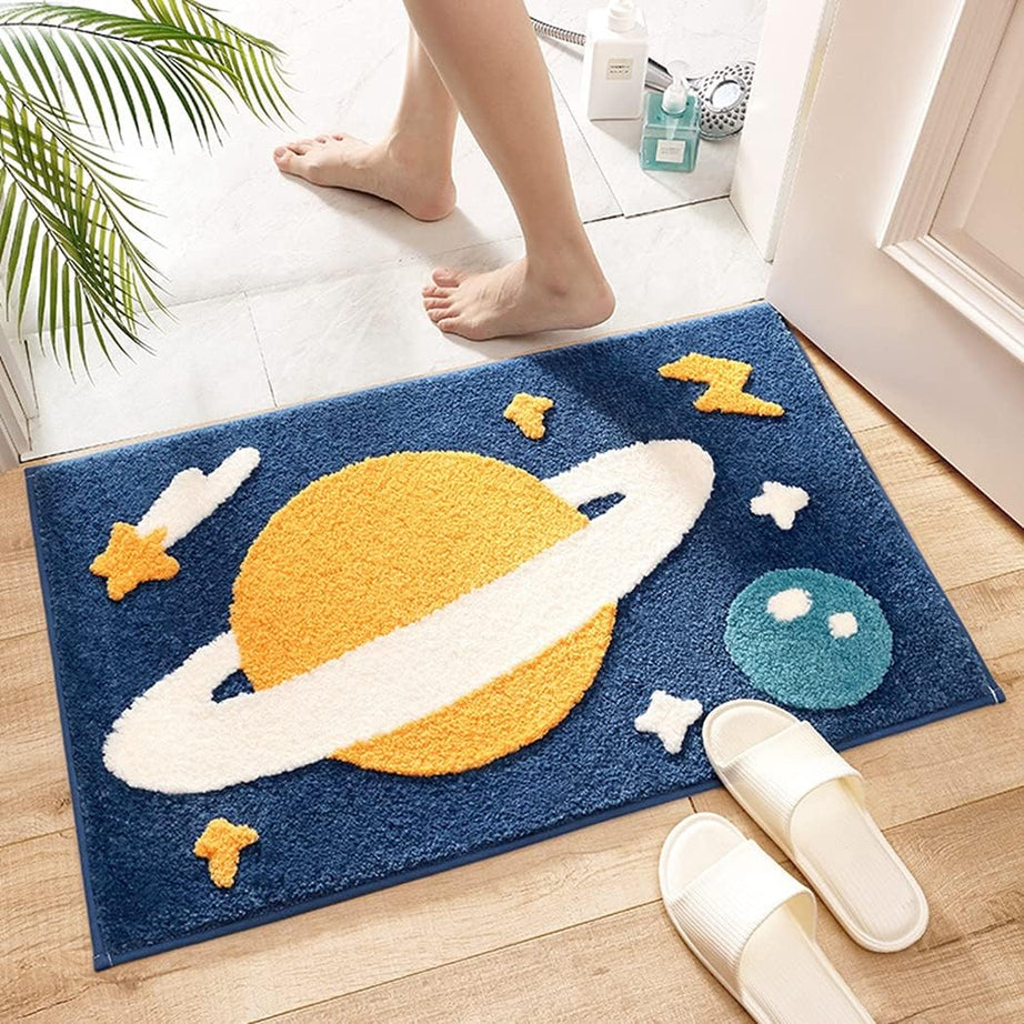 Roseate Space Super Soft (40x60 cm) Microfiber 2000 GSM Bath Mat Super Absorbent Anti-Skid Door Mats for Home/Bathroom/Bedroom/Kitchen/Floor Mat (Dark Blue) Pack of 1