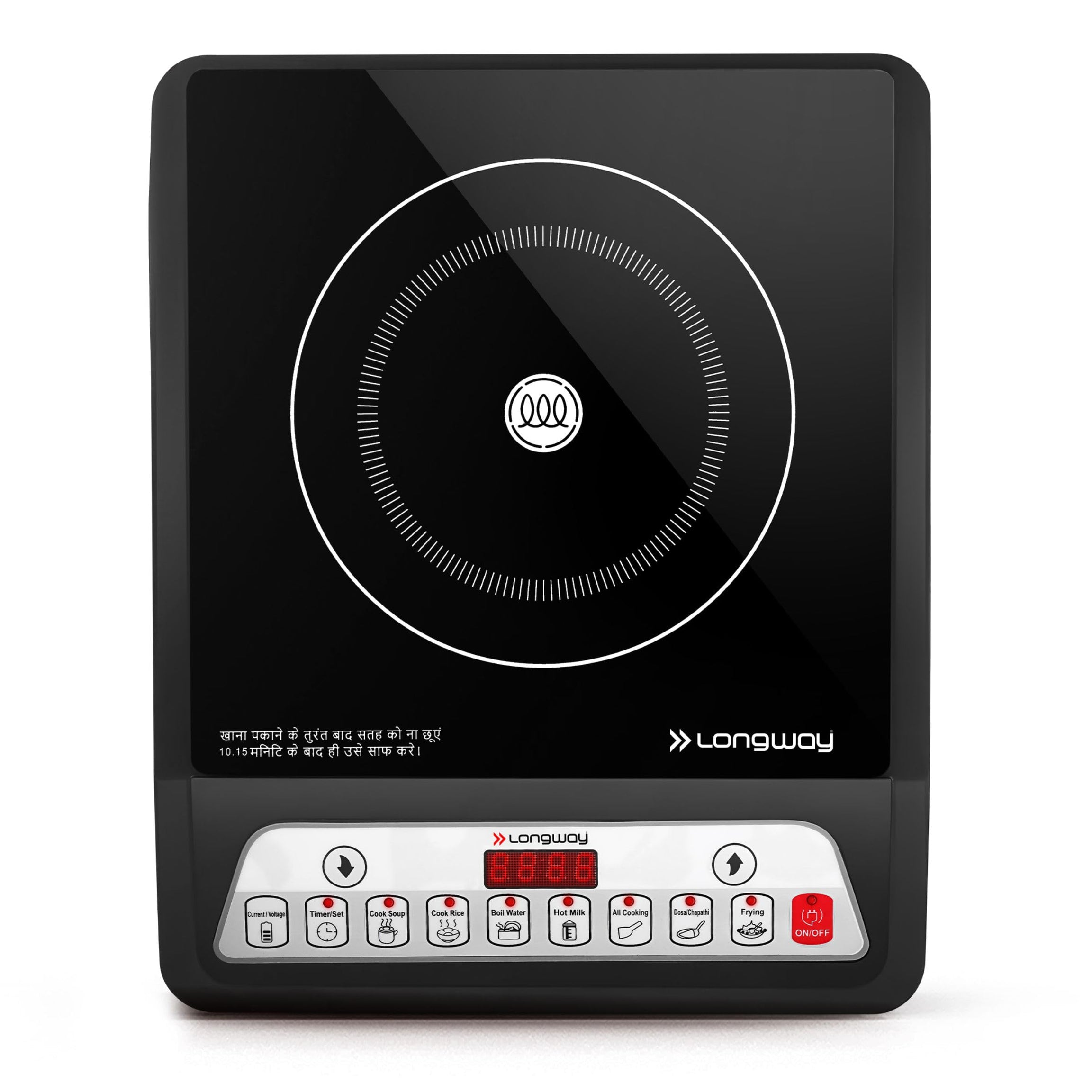 Longway Elite Plus IC 2000 Watt Induction Cooktop with Auto Shut-Off & Over-Heat Protection With 8 Cooking Mode & BIS Approved | 1-Year Warranty | (Black, Push Button)