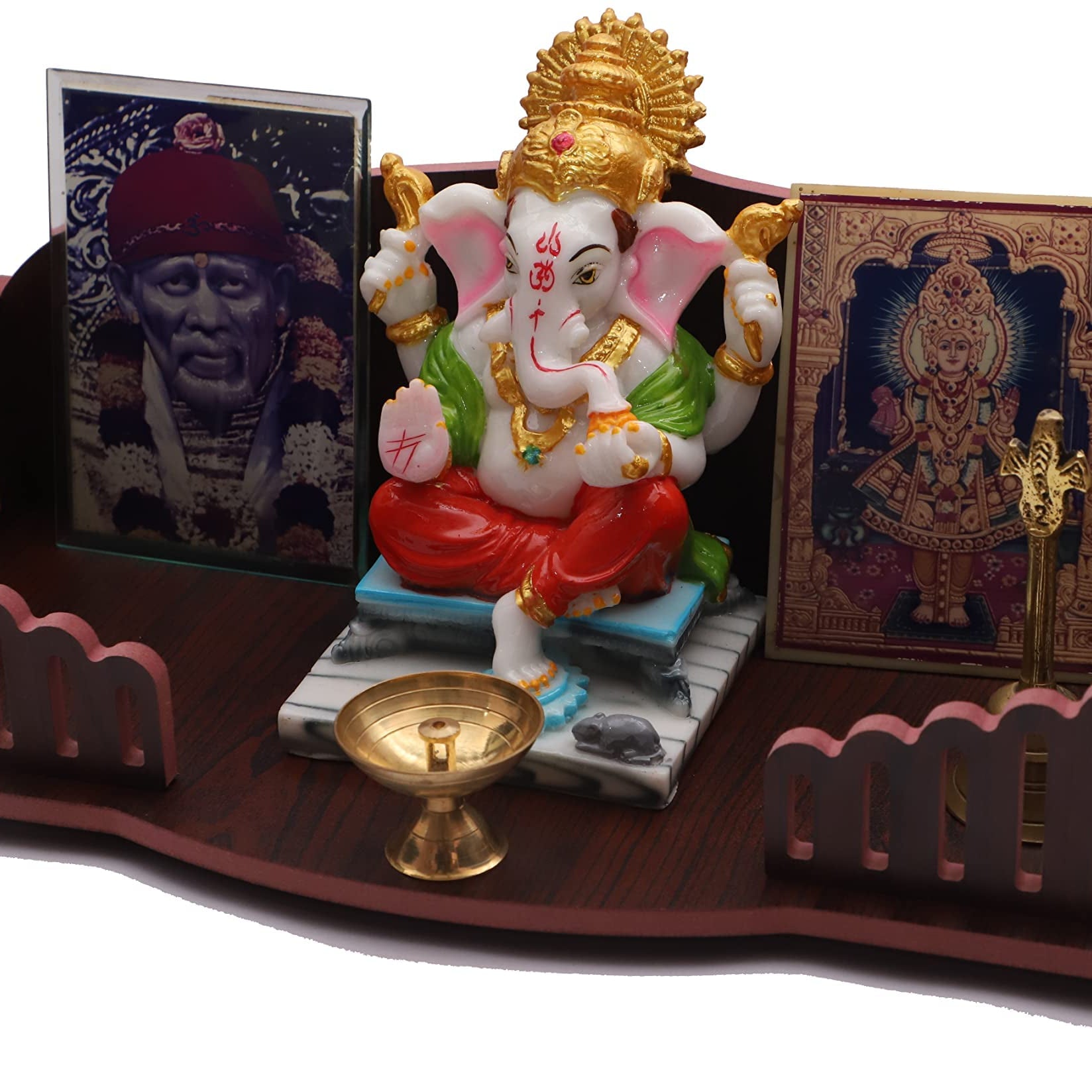 DIVOKAH® MDF Wooden Temple/Wooden chowki/Laddo Gopal Jhula/Swing/God singhasan (8 MM Plywood Thickness) (BR LNGTMP)