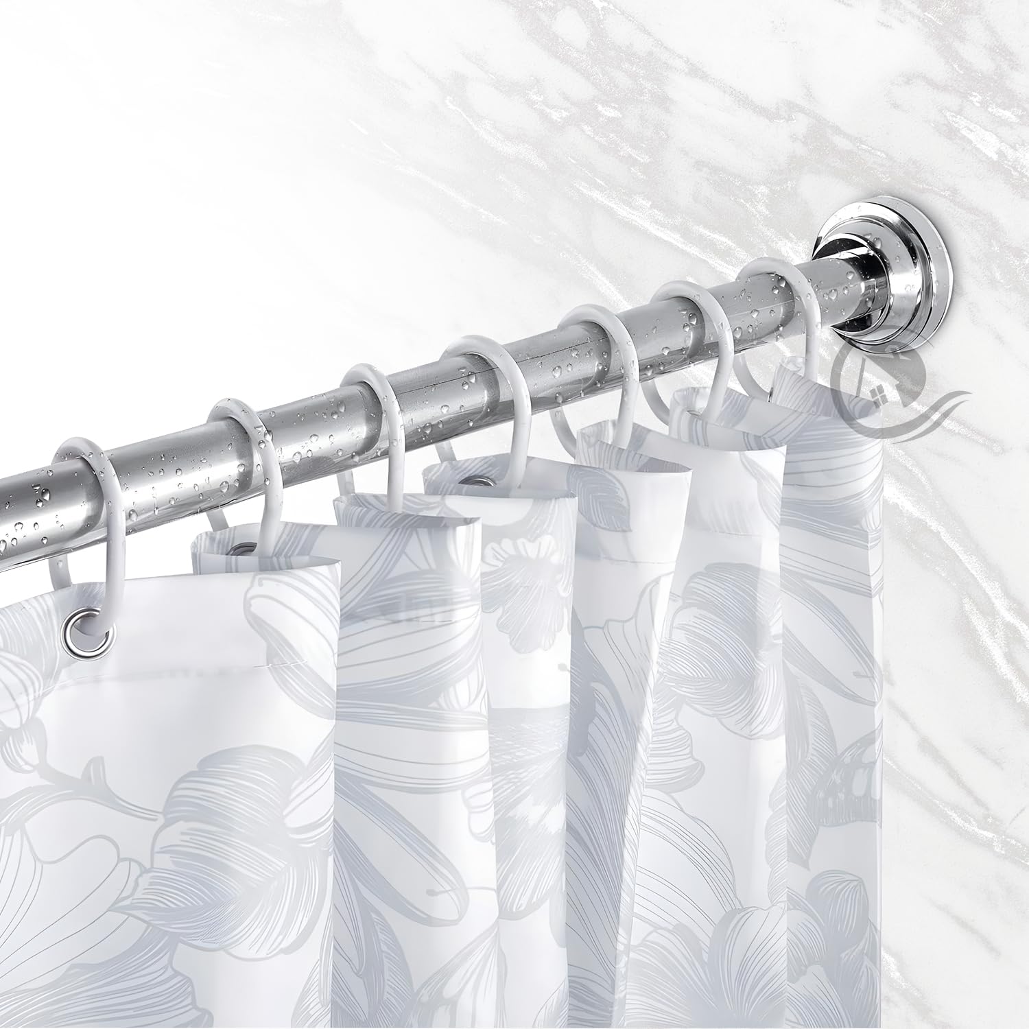 CANWAY Stainless Steel (125Cm To 220Cm) Extendable Shower Curtain Tension Rod Non-Drilling Anti-Skid Spring Pull Rod,Silver